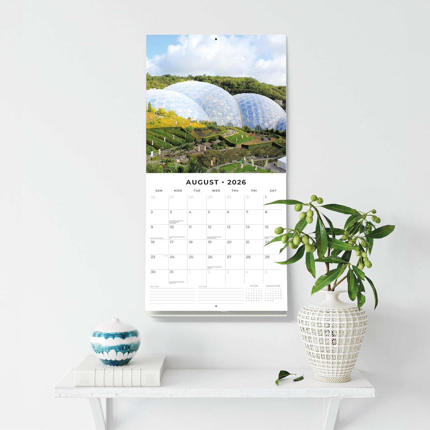 Red Robin 2026 Landmarks of Britain Monthly Wall Calendar | 12" x 24" Open | Premium Thick & Sturdy Paper | Hangable 12 Month Calendar | Lined Notes & To Do Area | Vivid Images | Plastic Free