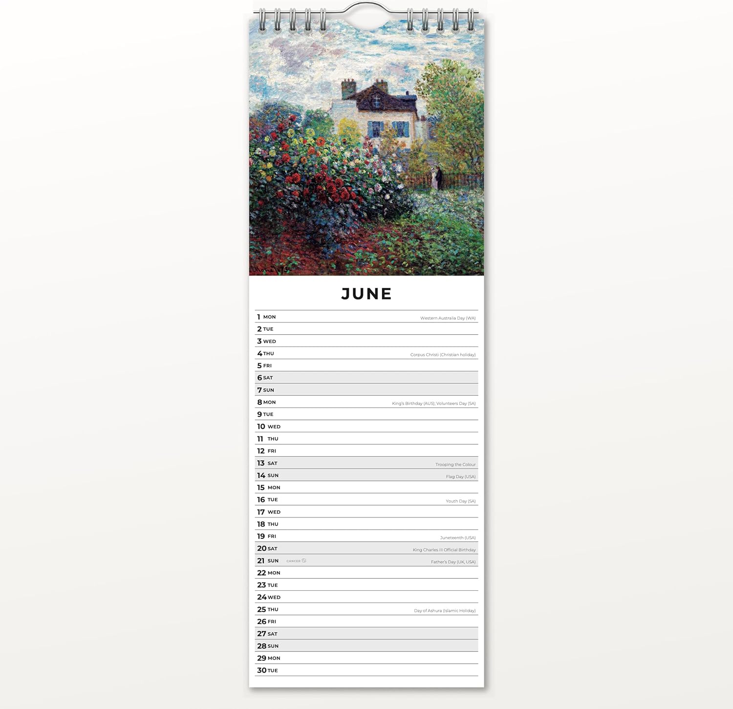 Red Robin 2026 Impressionists Monthly Slim Calendar | 6" x 16" Open | Premium Thick & Sturdy Paper | Tall Hangable 12 Month Calendar | Vivid Images | Plastic Free | Wire Spiral