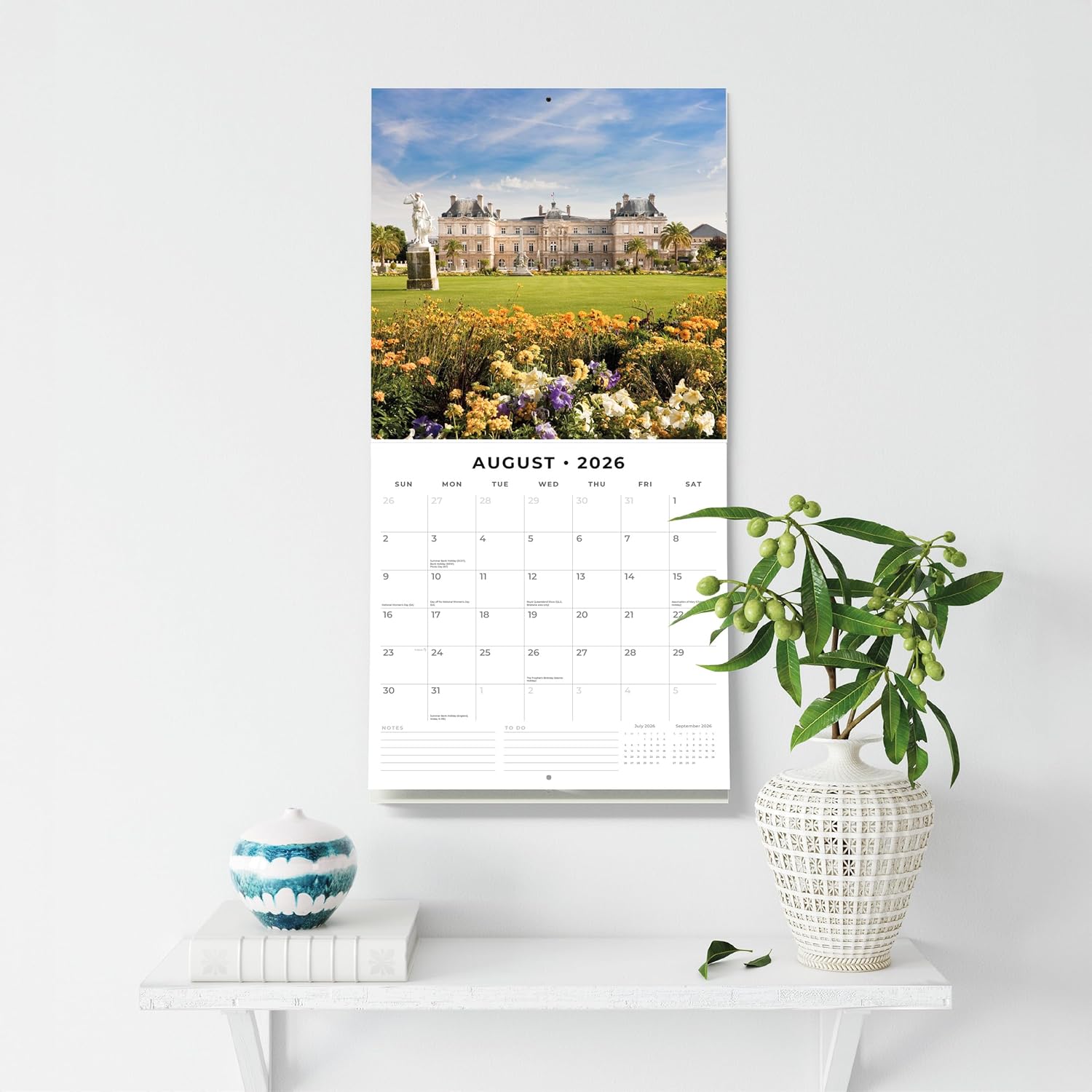 Red Robin 2026 Paris Monthly Wall Calendar | 12" x 24" Open | Premium Thick & Sturdy Paper | Hangable 12 Month Calendar | Lined Notes & To Do Area | Vivid Images | Plastic Free