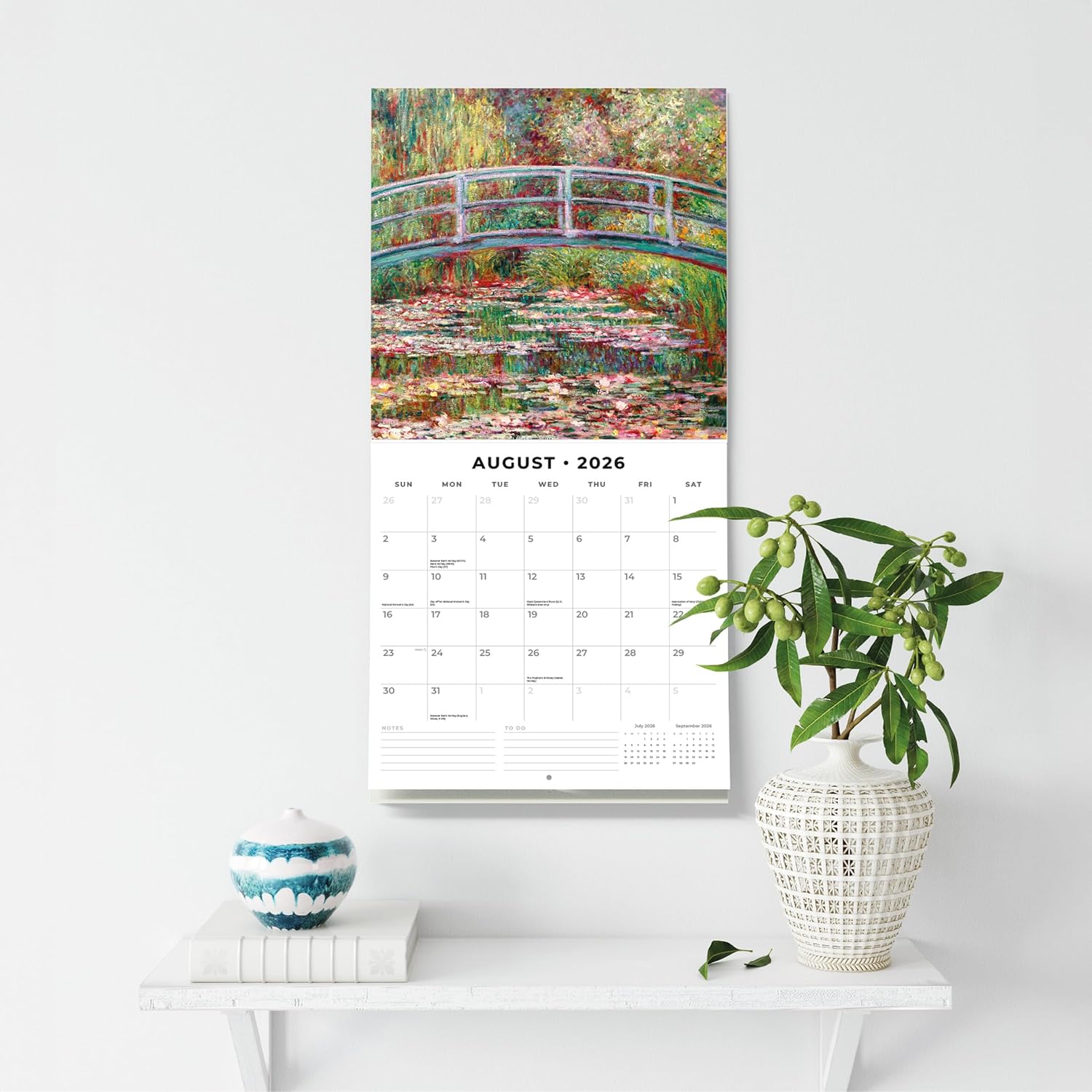 Red Robin 2026 Impressionists Monthly Wall Calendar | 12" x 24" Open | Premium Thick & Sturdy Paper | Hangable 12 Month Calendar | Lined Notes & To Do Area | Vivid Images | Plastic Free