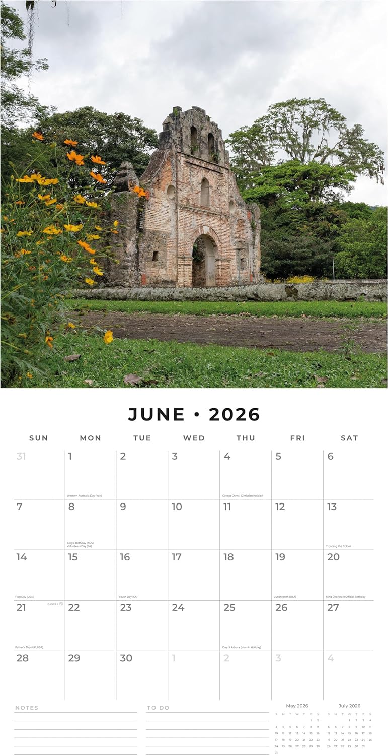 Red Robin 2026 Costa Rica Monthly Wall Calendar | 12" x 24" Open | Premium Thick & Sturdy Paper | Hangable 12 Month Calendar | Lined Notes & To Do Area | Vivid Images | Plastic Free