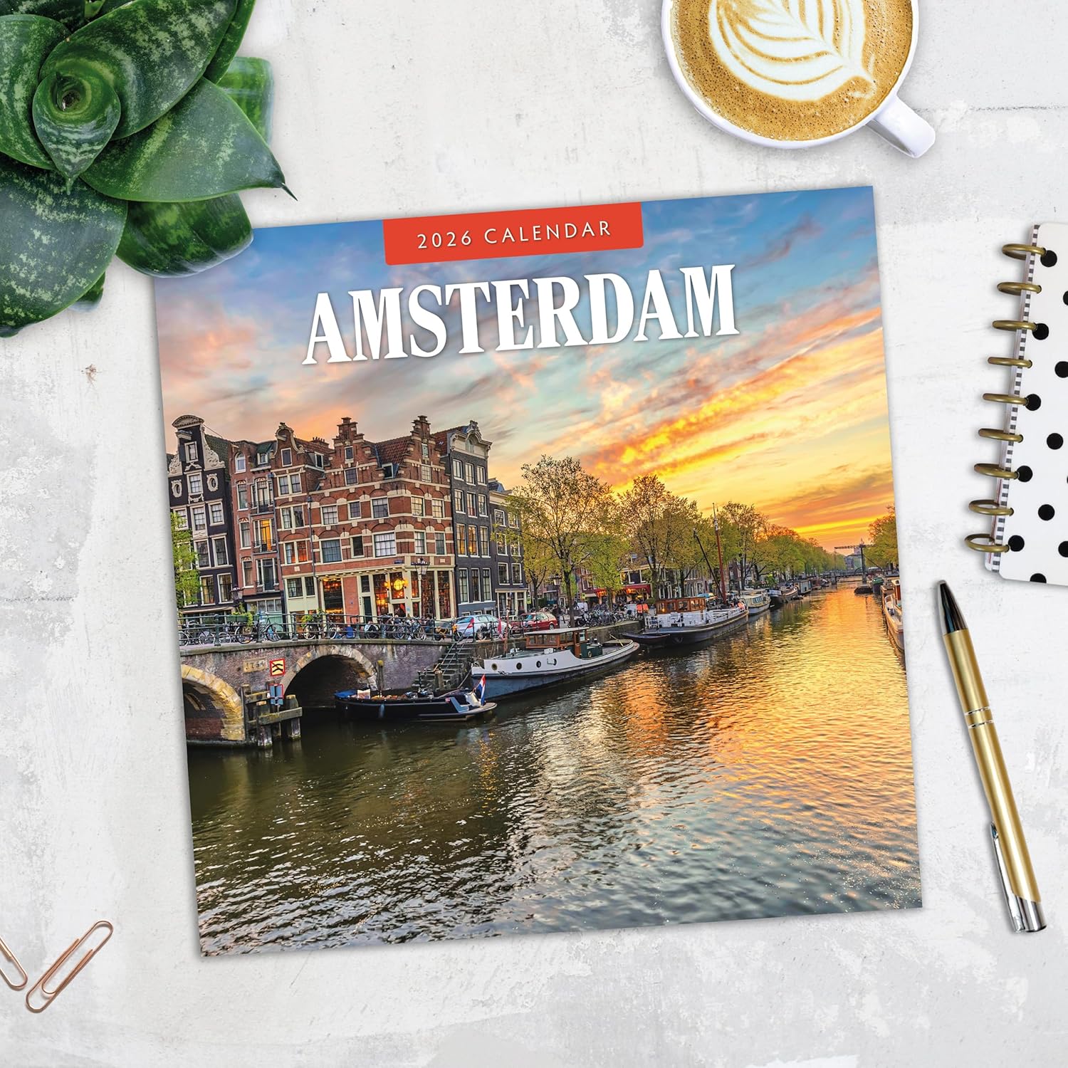 Red Robin 2026 Amsterdam Monthly Wall Calendar | 12" x 24" Open | Premium Thick & Sturdy Paper | Hangable 12 Month Calendar | Lined Notes & To Do Area | Vivid Images | Plastic Free
