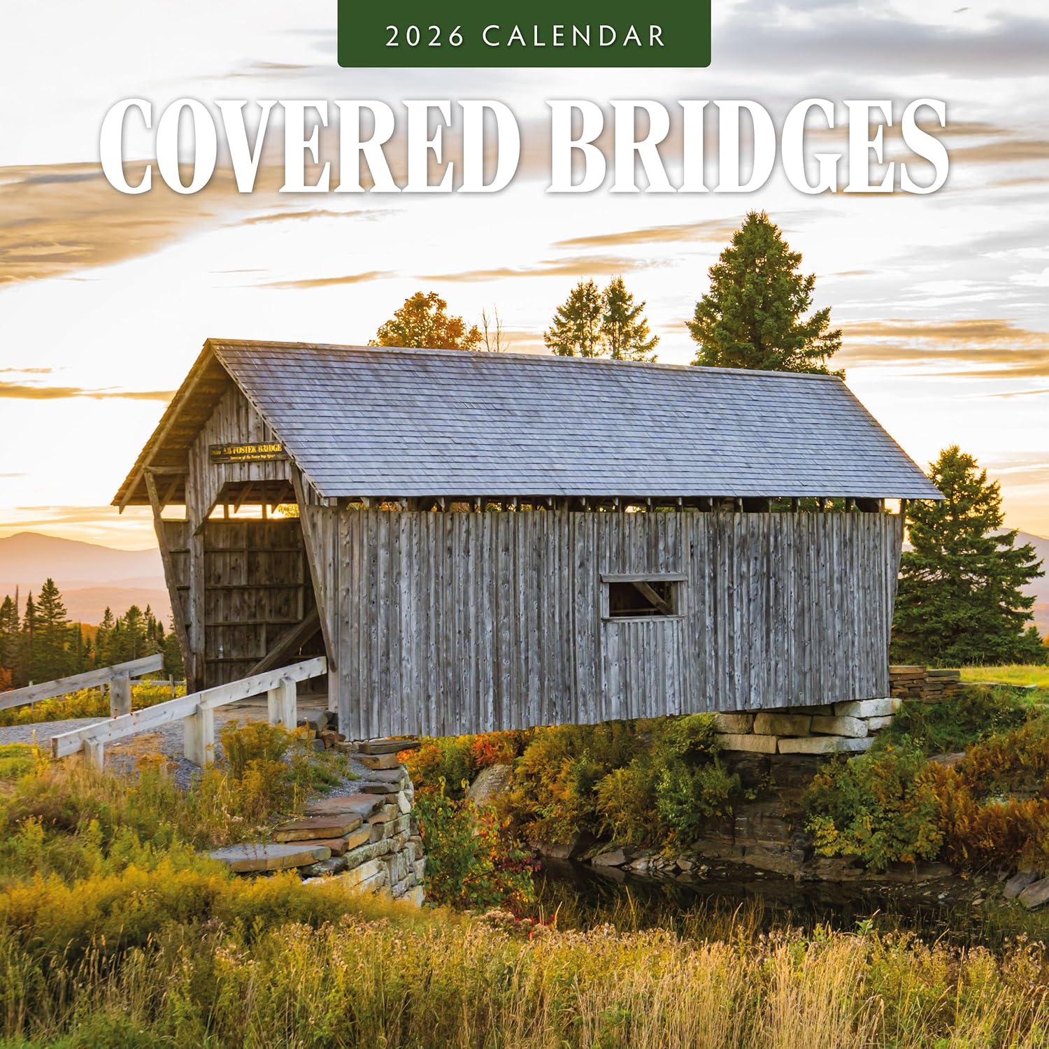 Red Robin 2026 Covered Bridges Monthly Wall Calendar | 12" x 24" Open | Premium Thick & Sturdy Paper | Hangable 12 Month Calendar | Lined Notes & To Do Area | Vivid Images | Plastic Free