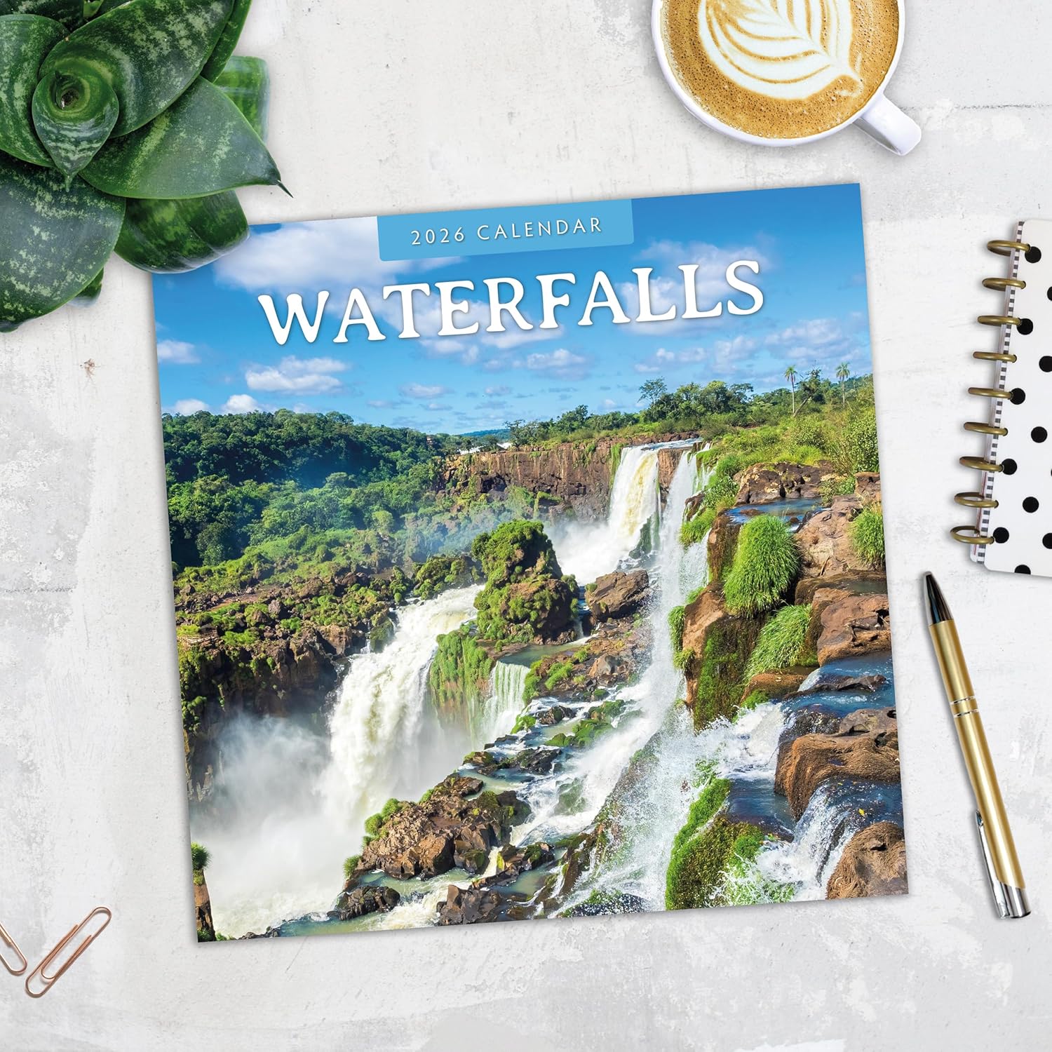 Red Robin 2026 Waterfalls Monthly Wall Calendar | 12" x 24" Open | Premium Thick & Sturdy Paper | Hangable 12 Month Calendar | Lined Notes & To Do Area | Vivid Images | Plastic Free