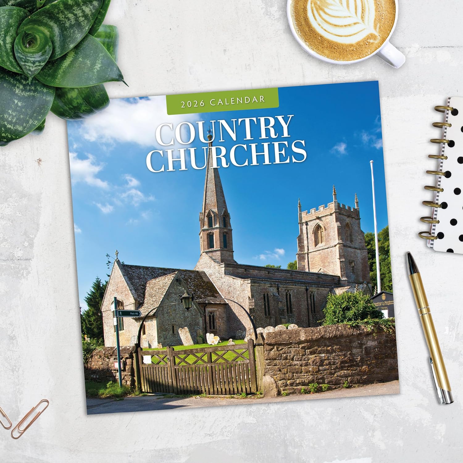 Red Robin 2026 Country Churches Monthly Wall Calendar | 12" x 24" Open | Premium Thick & Sturdy Paper | Hangable 12 Month Calendar | Lined Notes & To Do Area | Vivid Images | Plastic Free