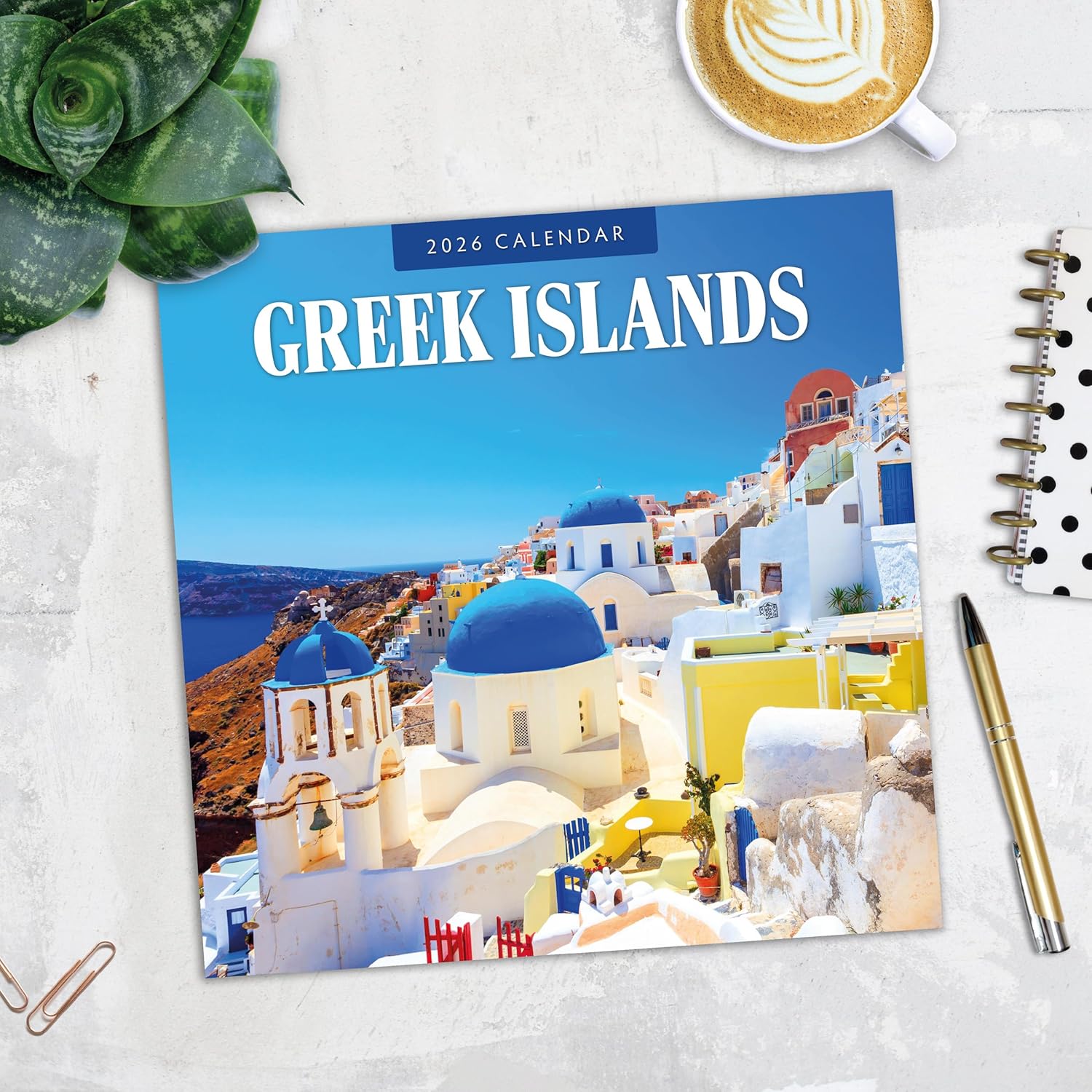 Red Robin 2026 Greek Islands Monthly Wall Calendar | 12" x 24" Open | Premium Thick & Sturdy Paper | Hangable 12 Month Calendar | Lined Notes & To Do Area | Vivid Images | Plastic Free