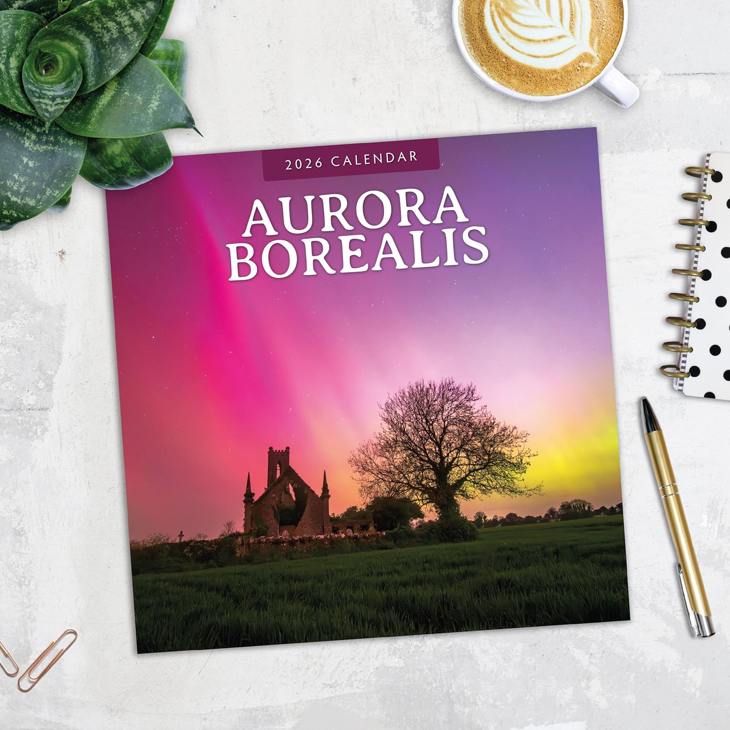 Red Robin 2026 Aurora Boraellis - Northern lights Monthly Wall Calendar | 12" x 24" Open | Premium Thick & Sturdy Paper | Hangable 12 Month Calendar | Lined Notes & To Do Area | Plastic Free