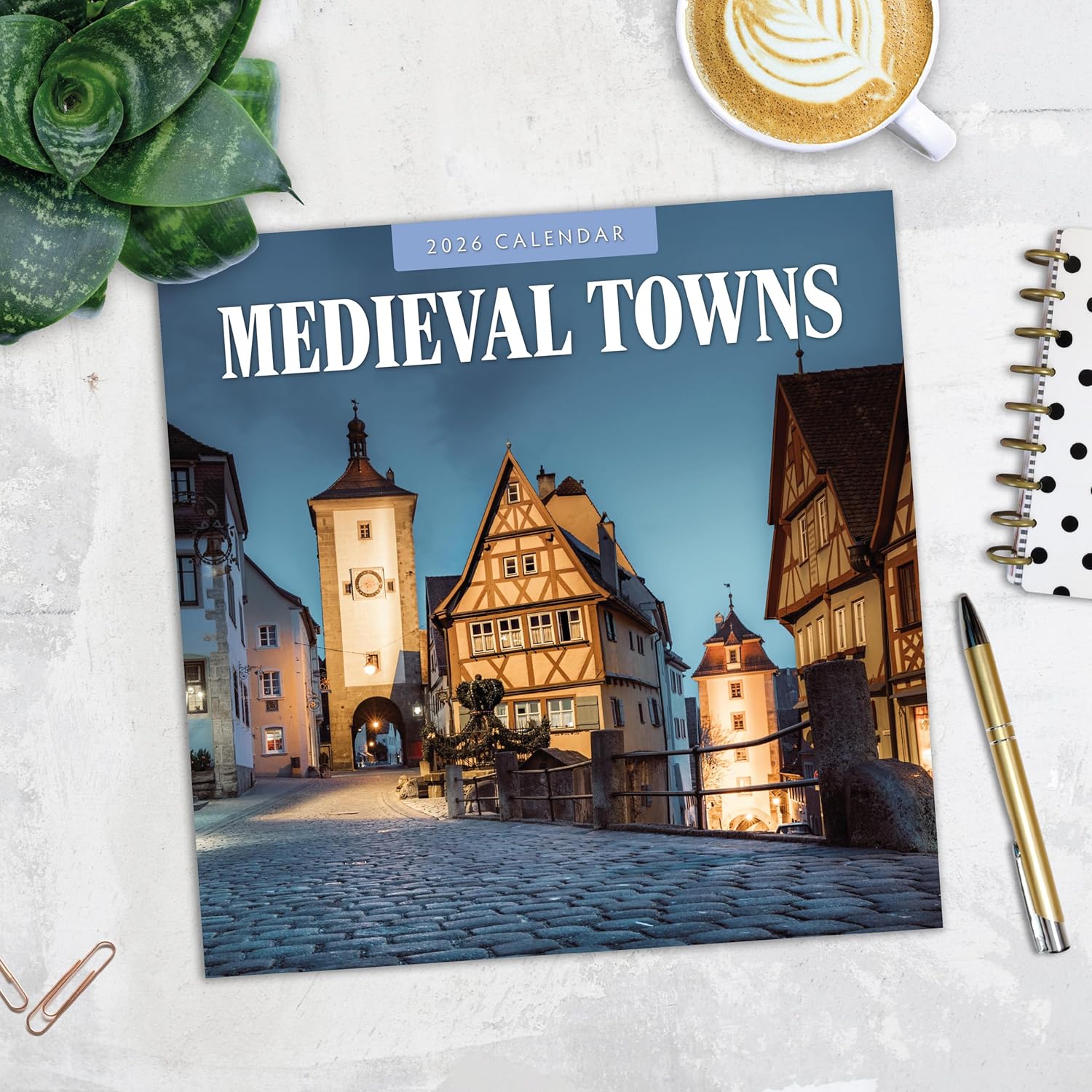 Red Robin 2026 Medieval Towns Monthly Wall Calendar | 12" x 24" Open | Premium Thick & Sturdy Paper | Hangable 12 Month Calendar | Lined Notes & To Do Area | Vivid Images | Plastic Free
