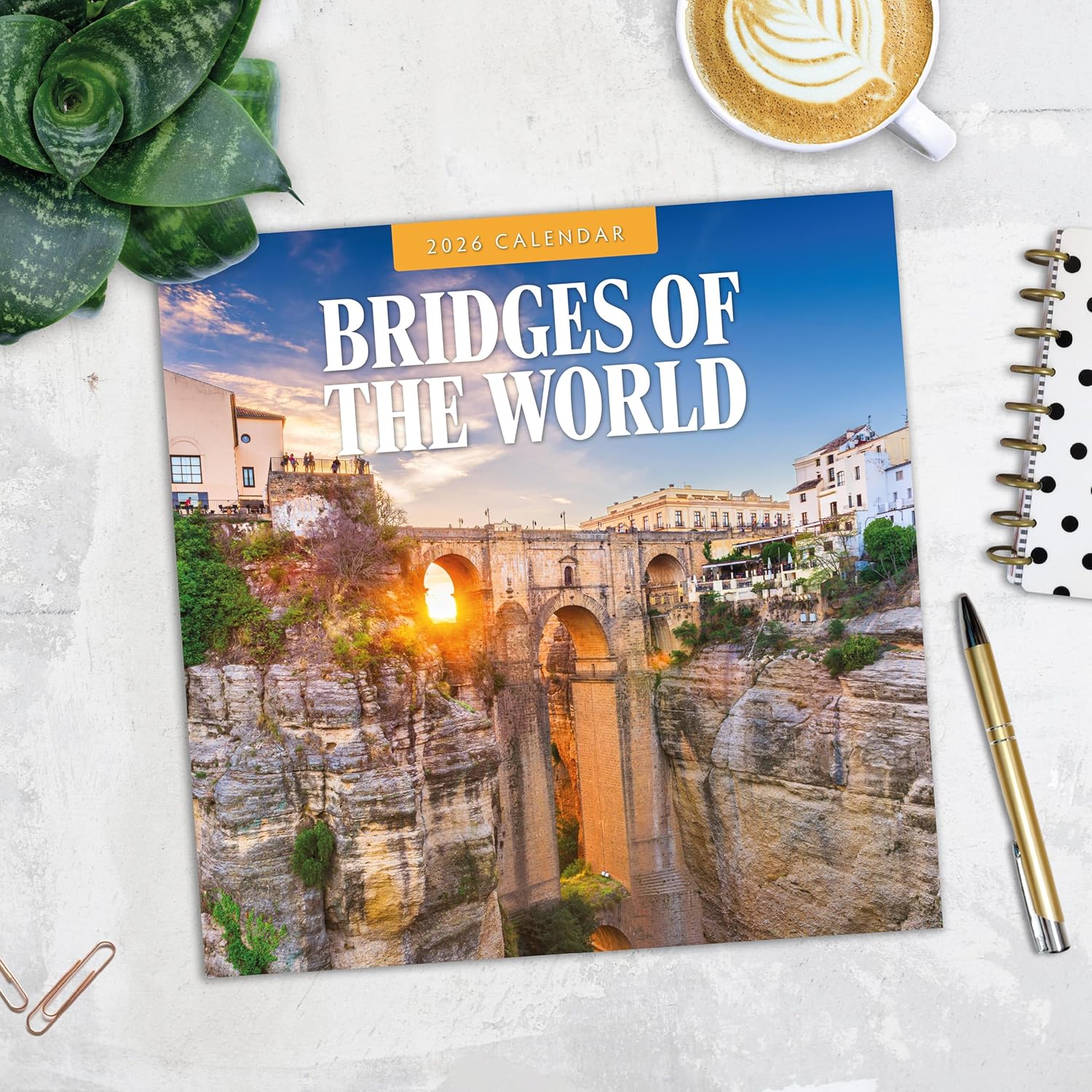 Red Robin 2026 Bridges of the World Monthly Wall Calendar | 12" x 24" Open | Premium Thick & Sturdy Paper | Hangable 12 Month Calendar | Lined Notes & To Do Area | Vivid Images | Plastic Free
