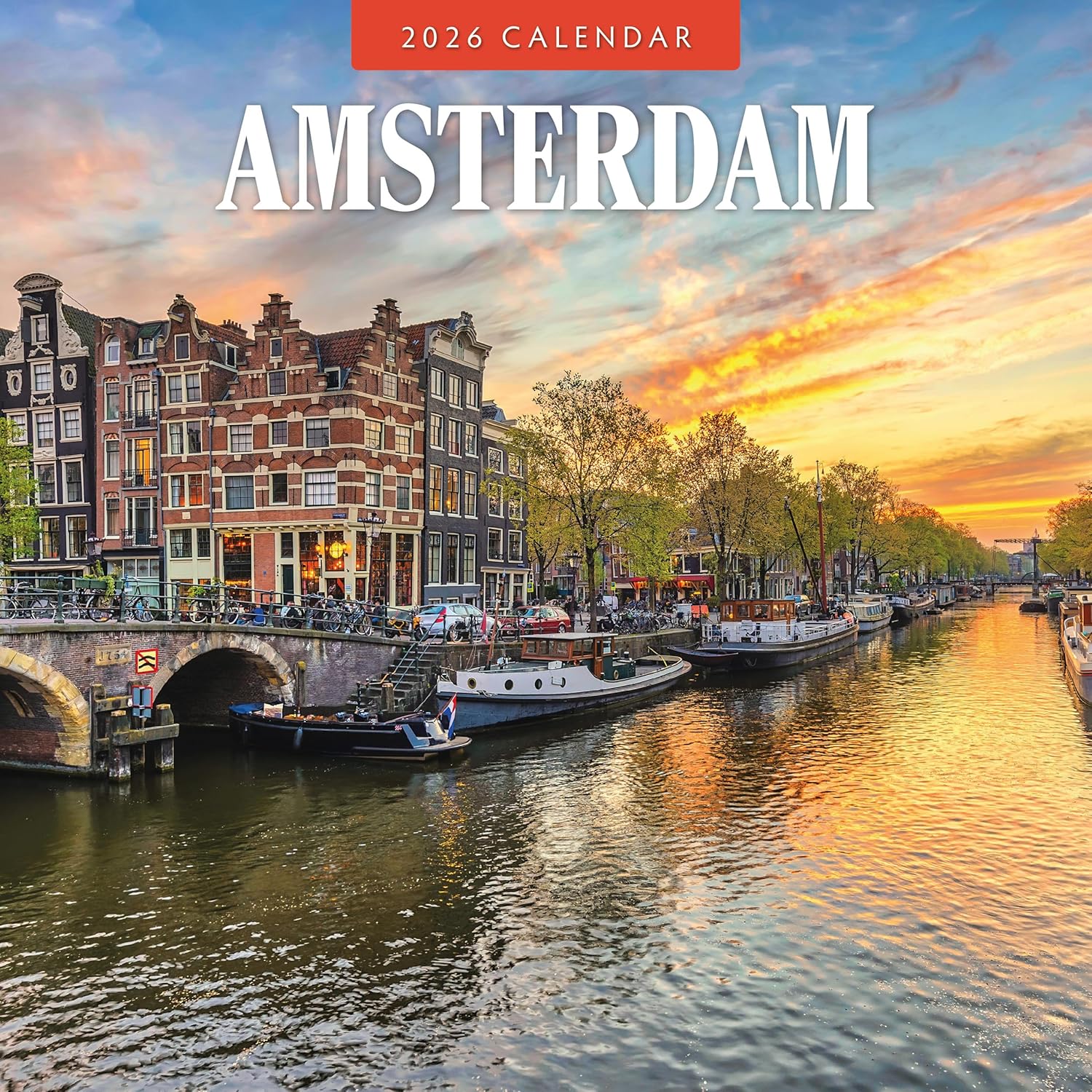 Red Robin 2026 Amsterdam Monthly Wall Calendar | 12" x 24" Open | Premium Thick & Sturdy Paper | Hangable 12 Month Calendar | Lined Notes & To Do Area | Vivid Images | Plastic Free