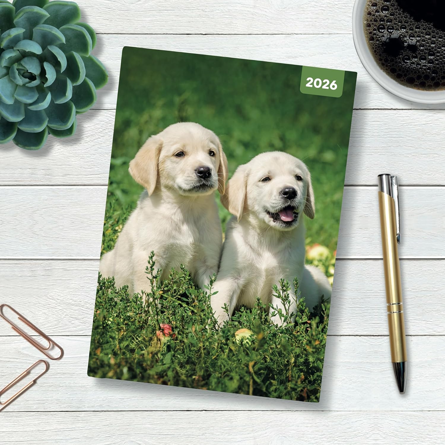 Red Robin 2026 Dogs & Puppies Weekly Planner, A5 Padded 8 1/2" x 6" | Premium Thick & Sturdy Paper | Full Week View | Plastic Free