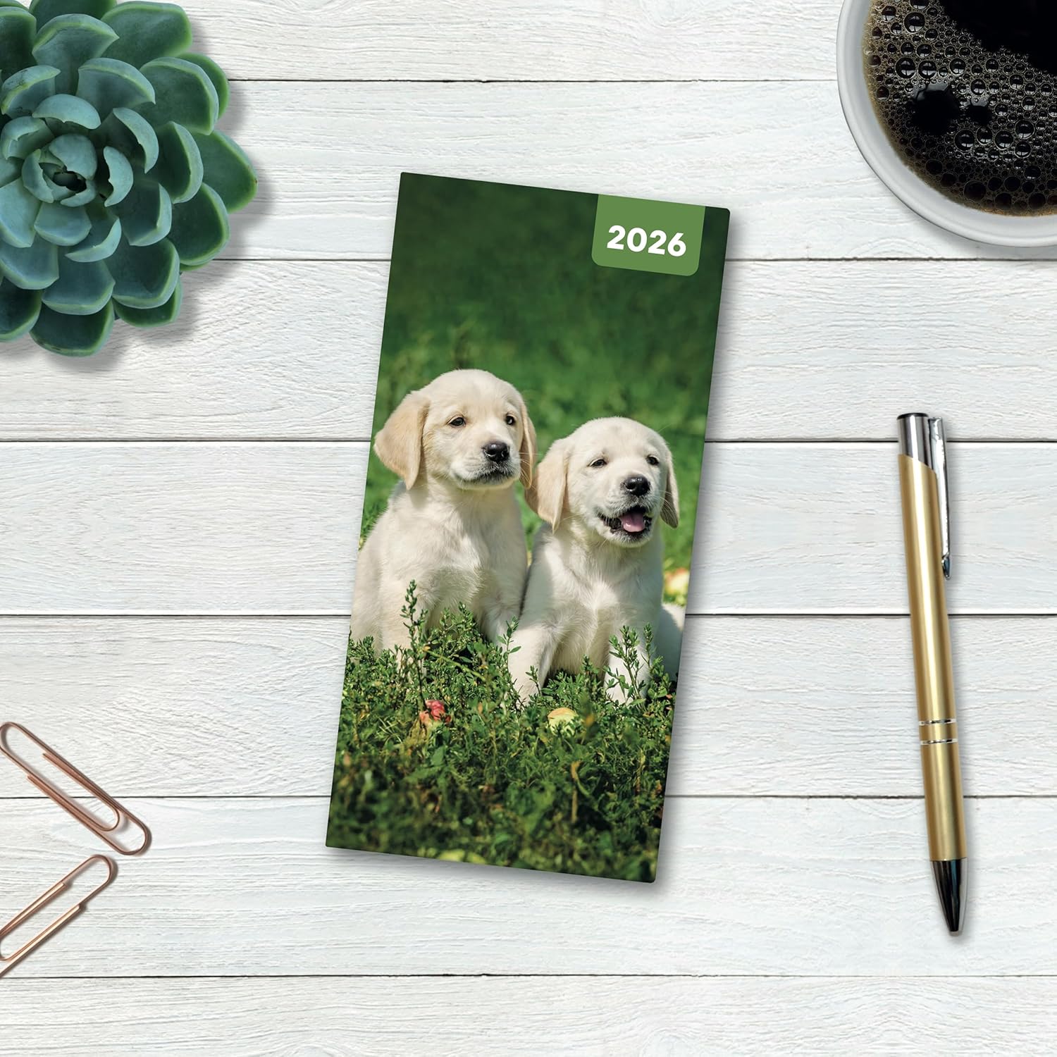 Red Robin 2026 Dogs & Puppies Pocket Weekly Planner, 7" x 3 1/2" | Premium Thick & Sturdy Paper | Full Week View | Plastic Free | Compact Planner