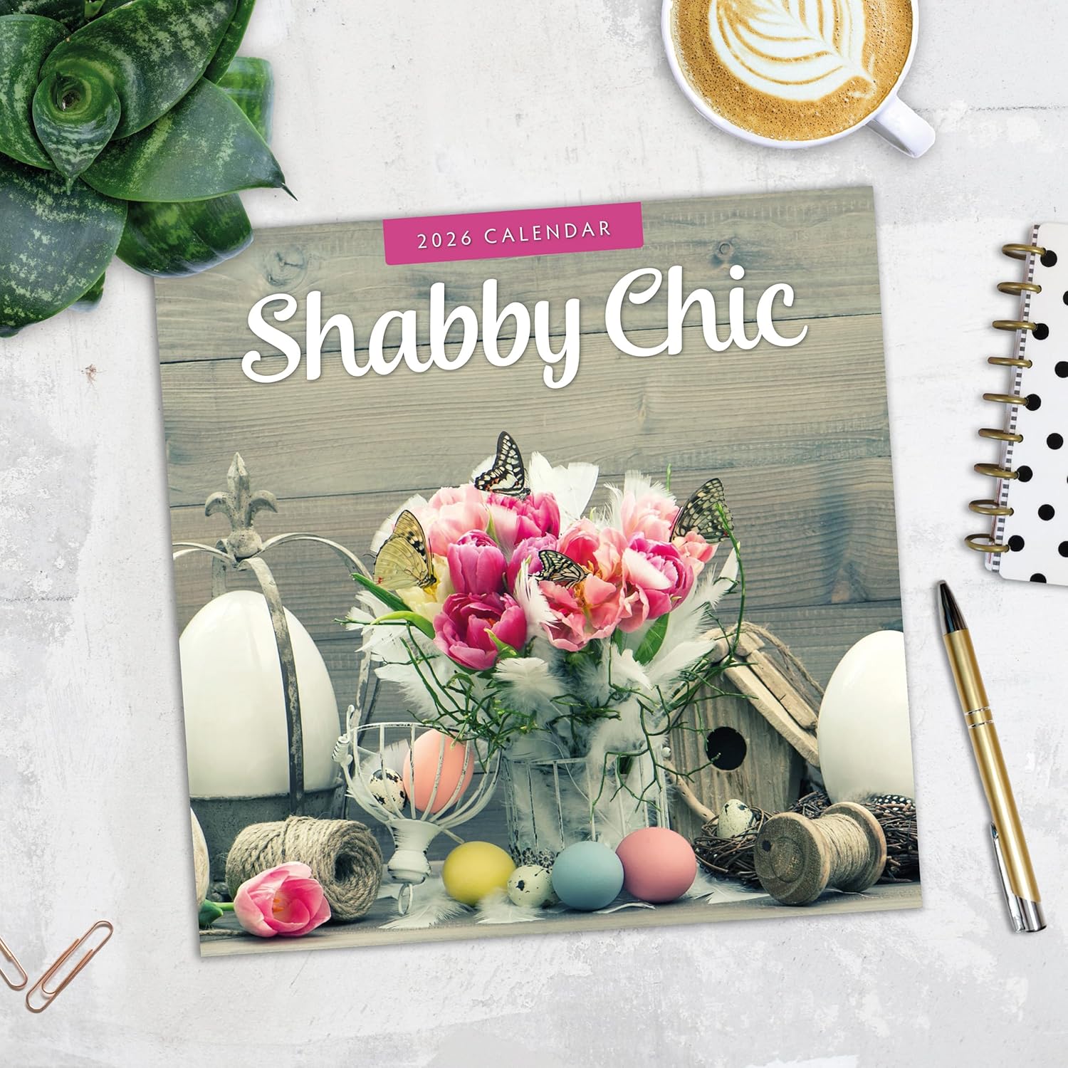 Red Robin 2026 Shabby Chic Monthly Wall Calendar | 12" x 24" Open | Premium Thick & Sturdy Paper | Hangable 12 Month Calendar | Lined Notes & To Do Area | Vivid Images | Plastic Free