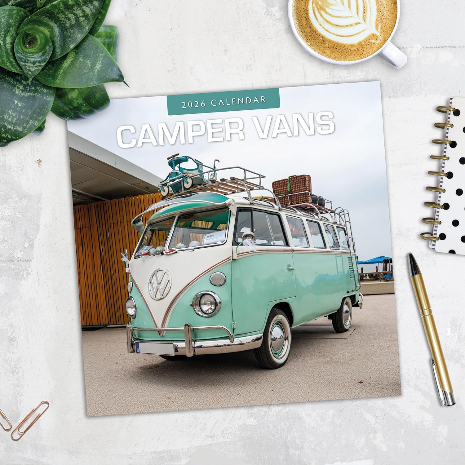 Red Robin 2026 Camper Vans Monthly Wall Calendar | 12" x 24" Open | Premium Thick & Sturdy Paper | Hangable 12 Month Calendar | Lined Notes & To Do Area | Vivid Images | Plastic Free