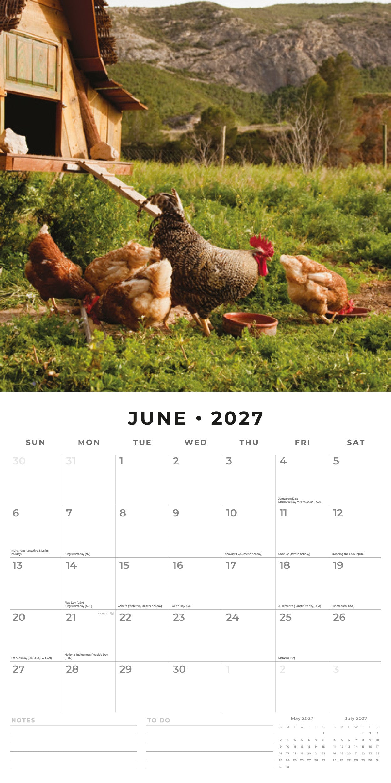 Red Robin 2027 On The Farm Monthly Wall Calendar | 12" x 12"