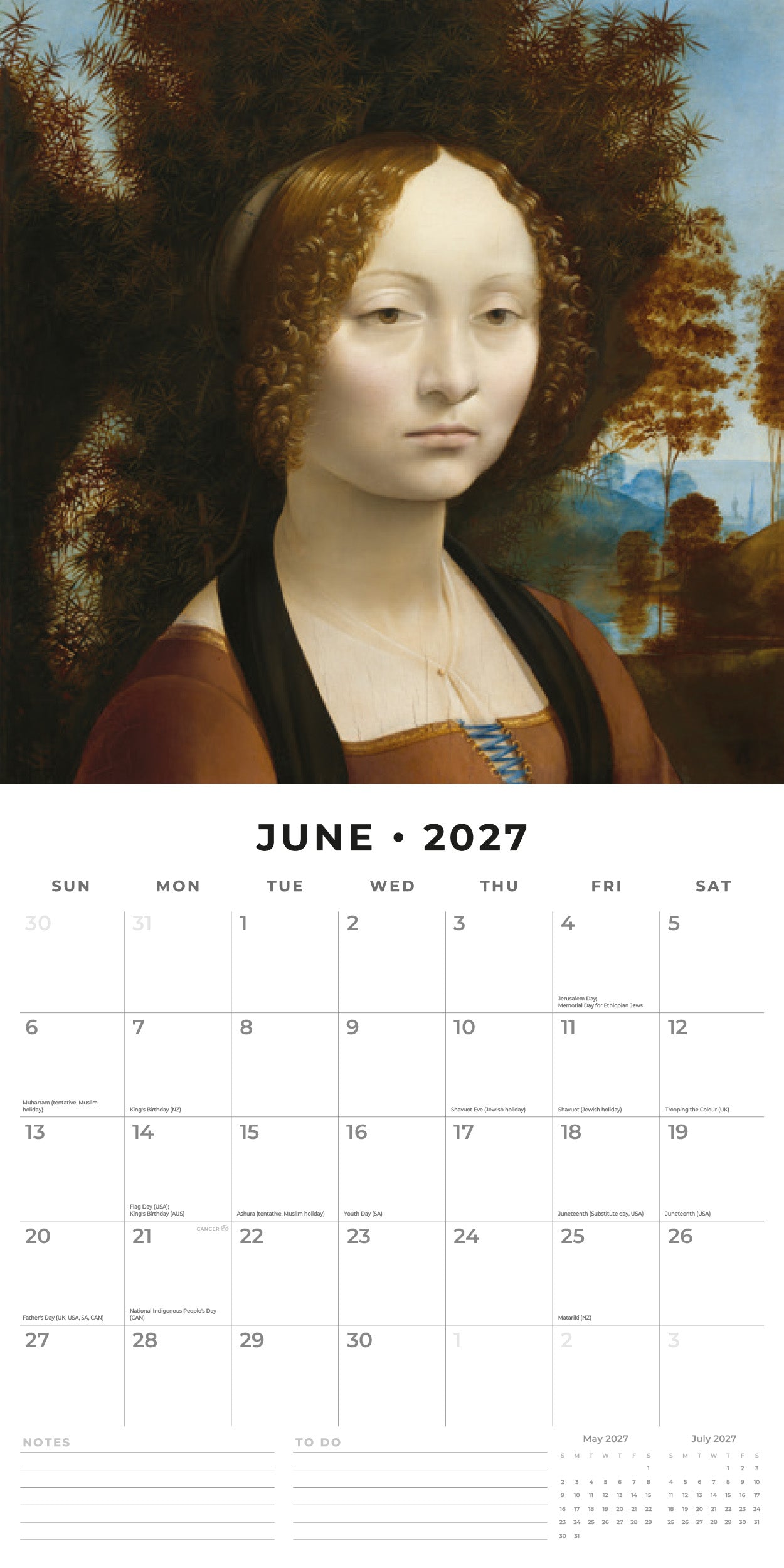 Red Robin 2027 Da Vinci Monthly Wall Calendar | 12" x 12"