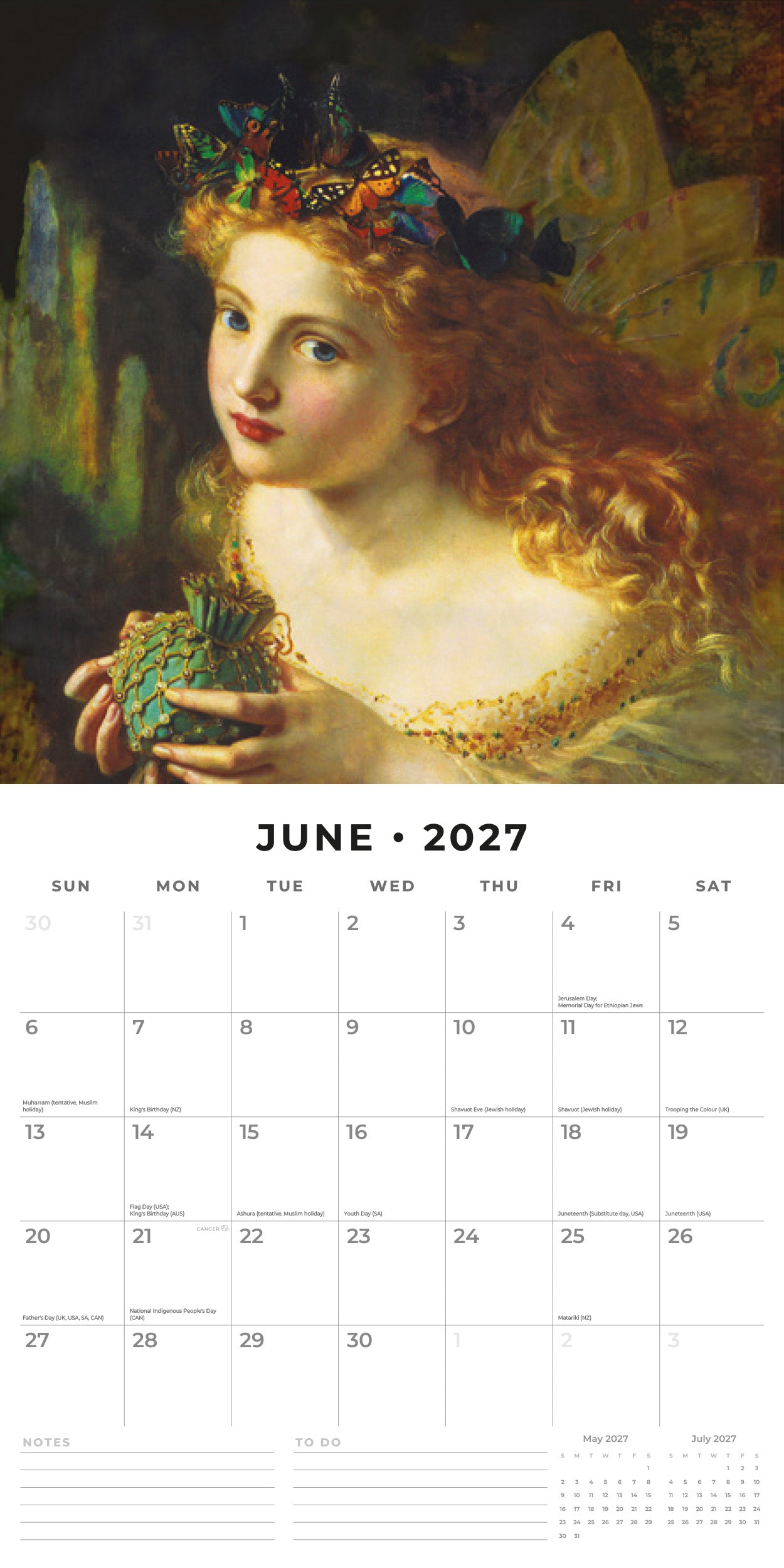 Red Robin 2027 Fairies Monthly Wall Calendar | 12" x 12"