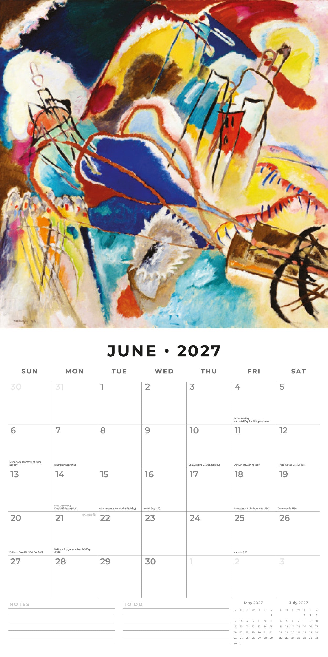 Red Robin 2027 Kandinsky Monthly Wall Calendar | 12" x 12"