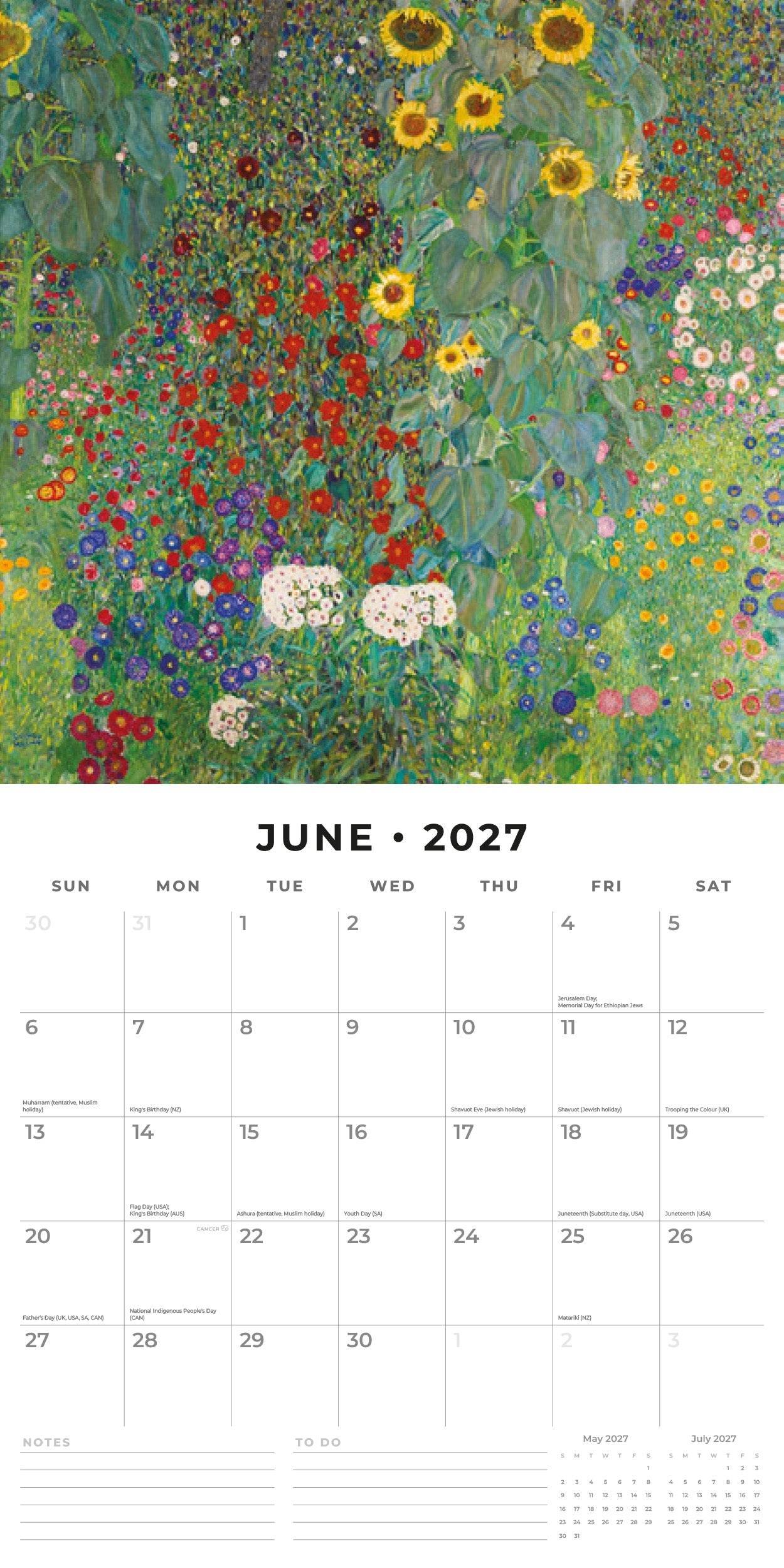 Red Robin 2027 Klimt Monthly Wall Calendar | 12" x 12"