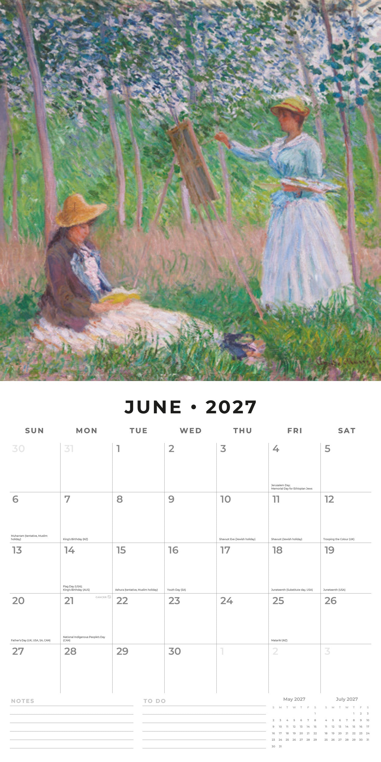 Red Robin 2027 Monet Monthly Wall Calendar | 12" x 12"