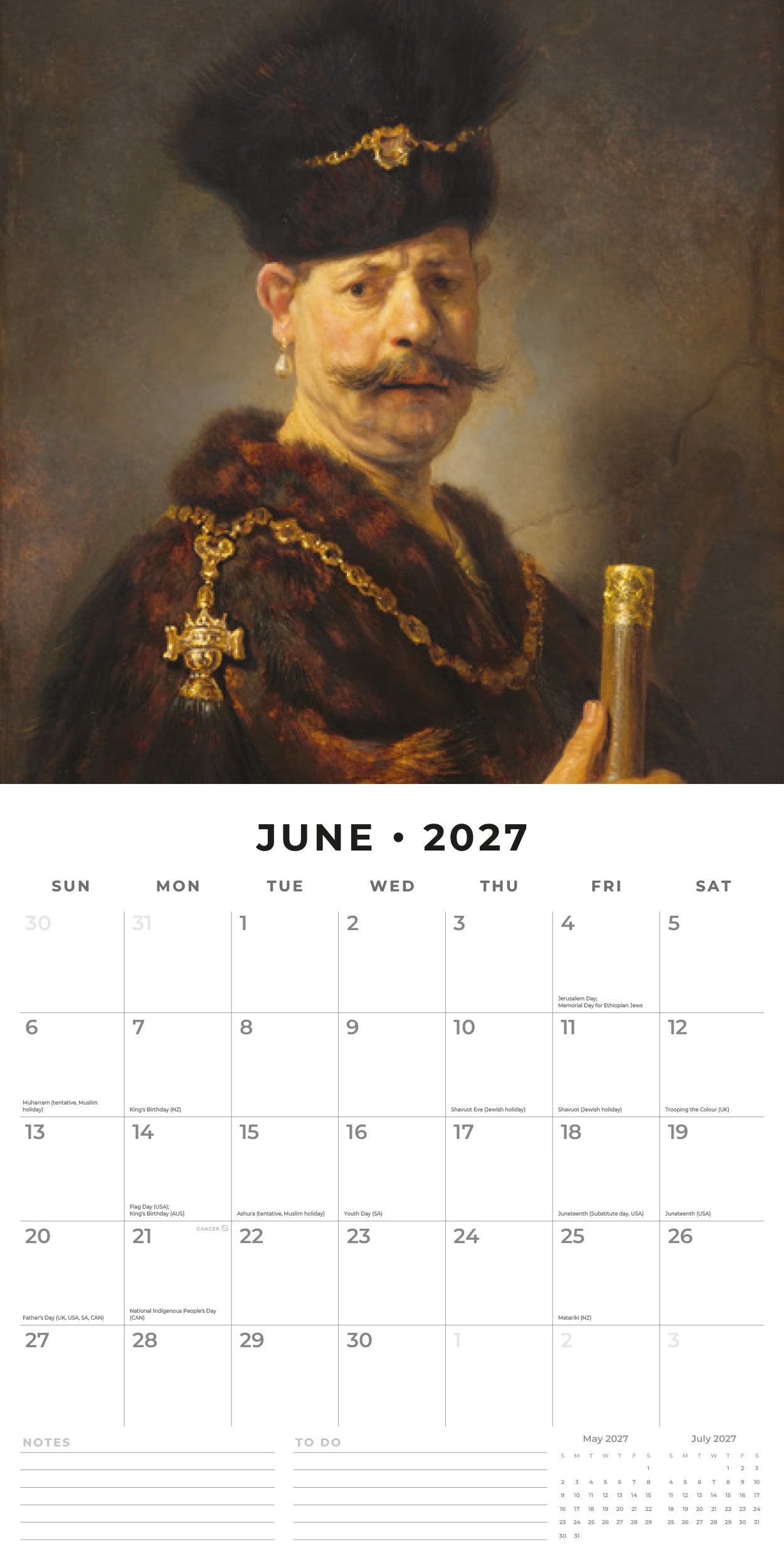 Red Robin 2027 Rembrandt Monthly Wall Calendar | 12" x 12"