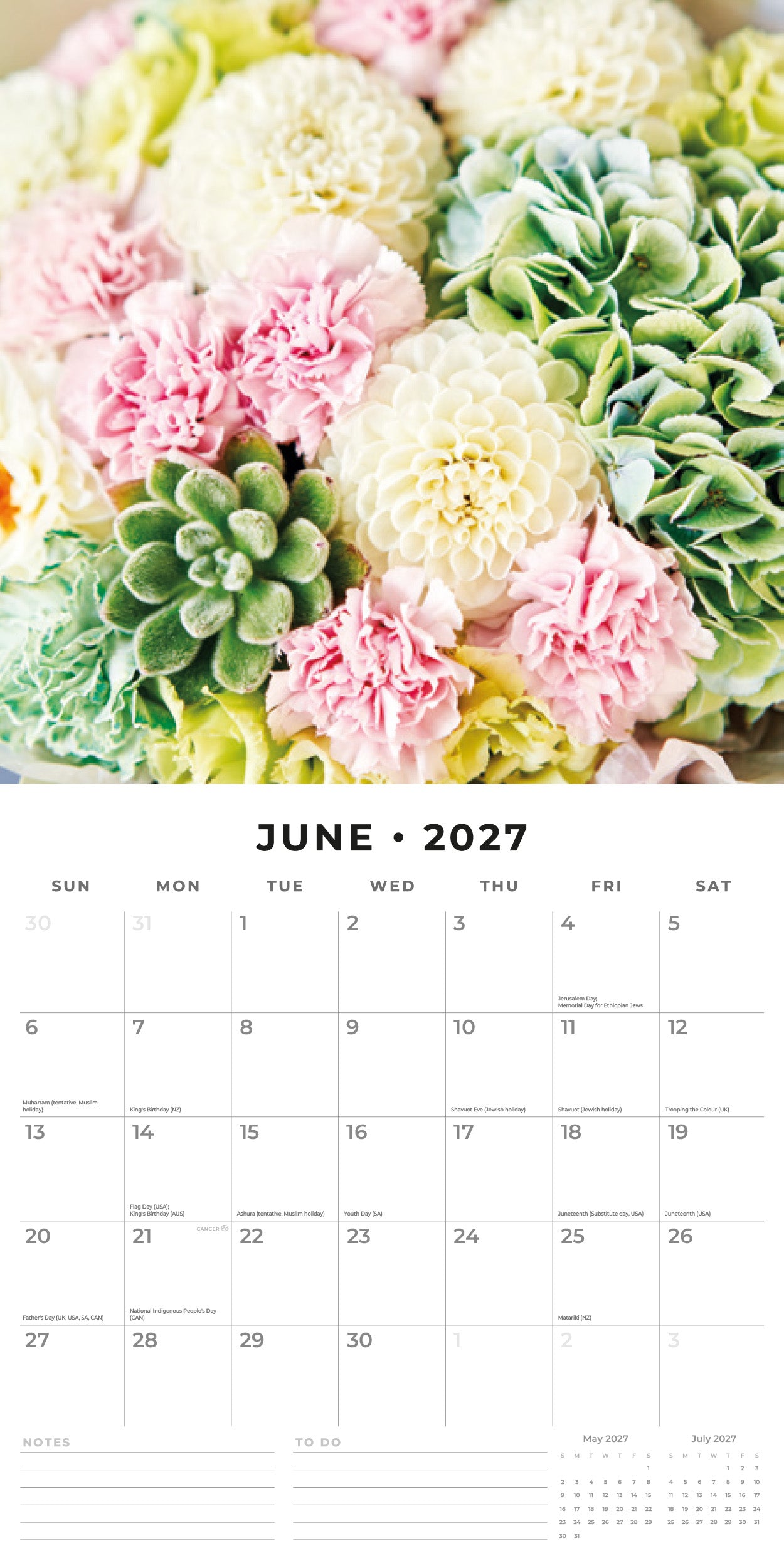 Red Robin 2027 Floral Collection Monthly Wall Calendar | 12" x 12"