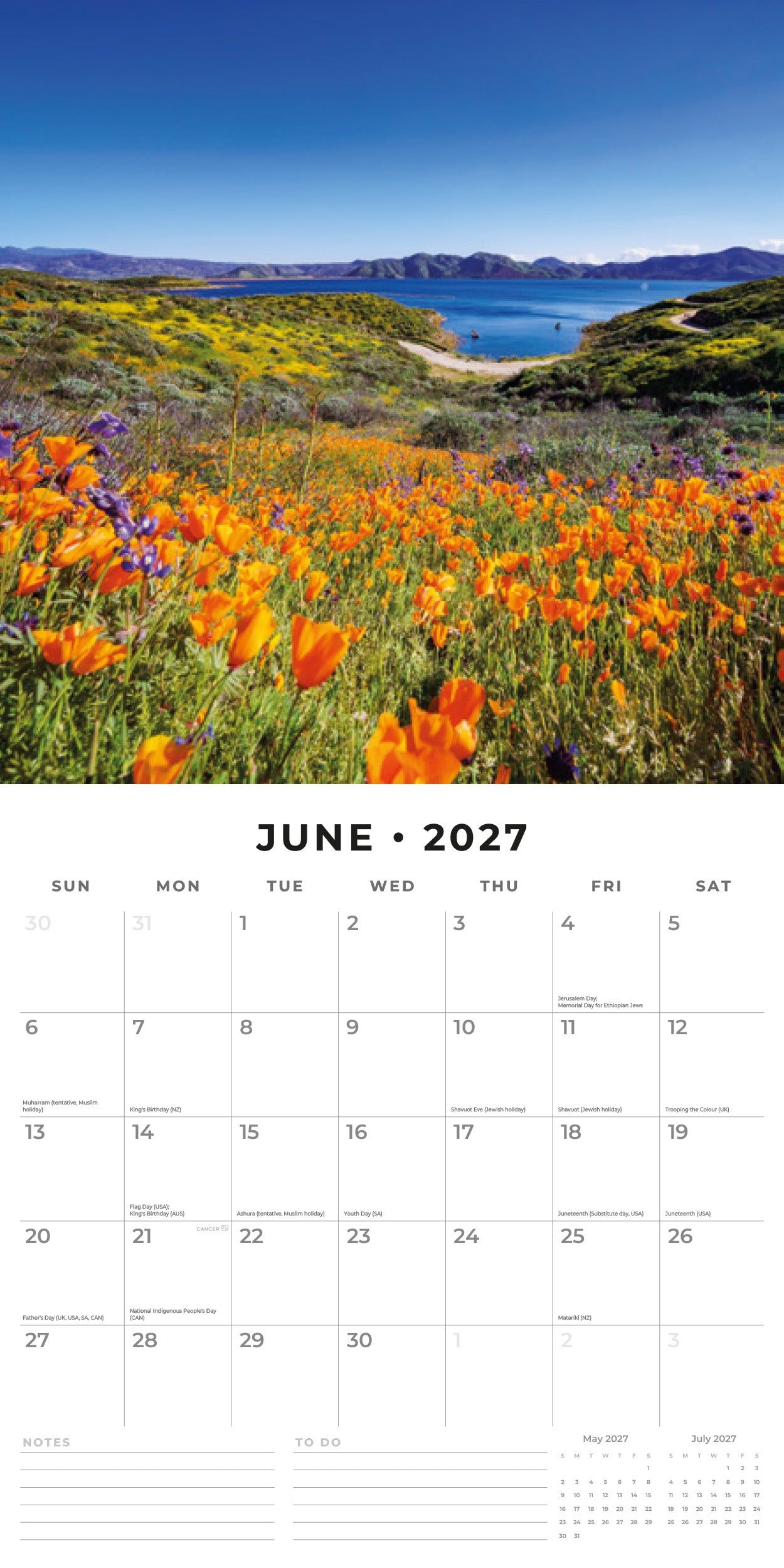 Red Robin 2027 Wild Flowers Monthly Wall Calendar | 12" x 12"