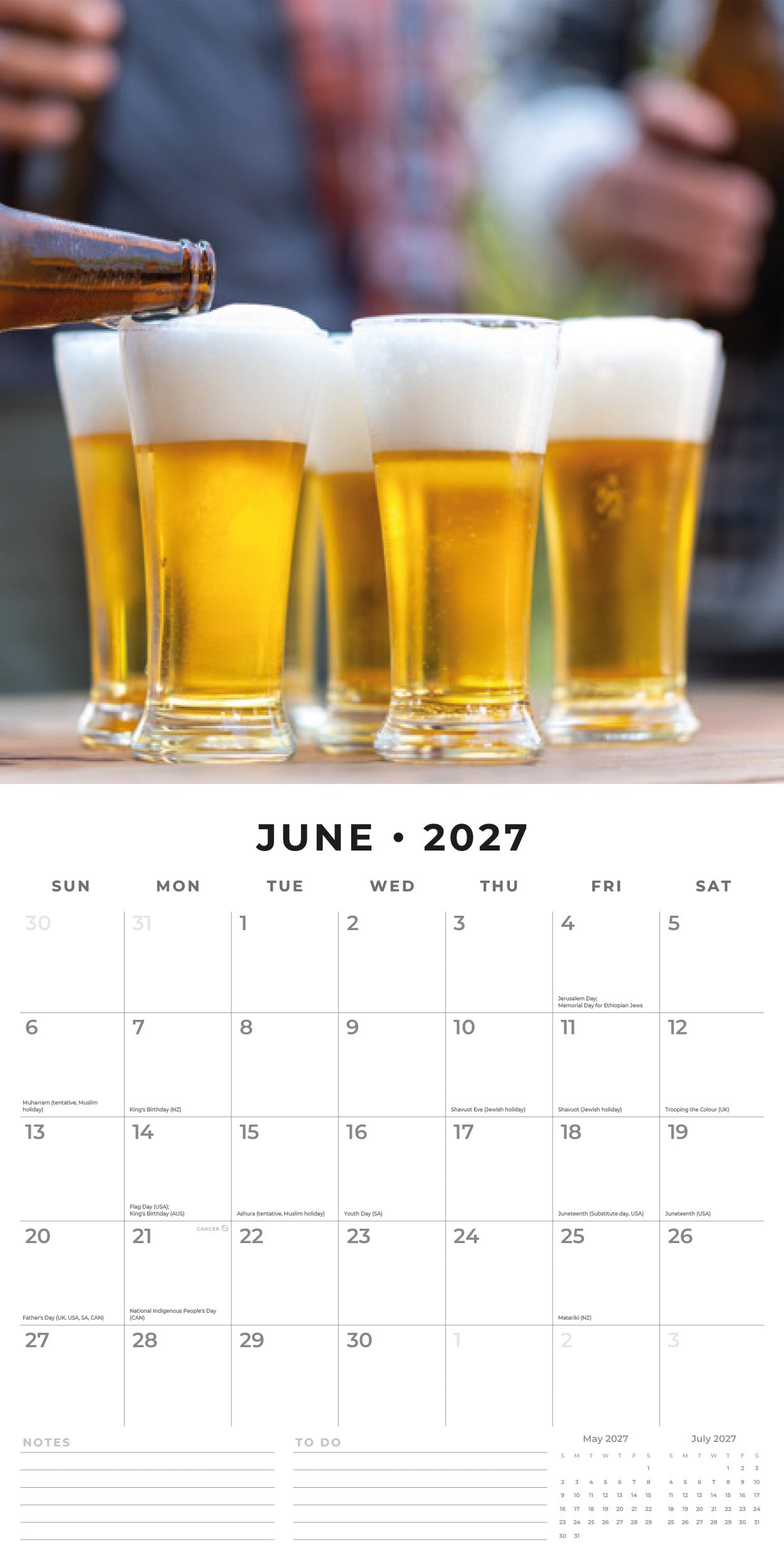 Red Robin 2027 Beer Time Monthly Wall Calendar | 12" x 12"