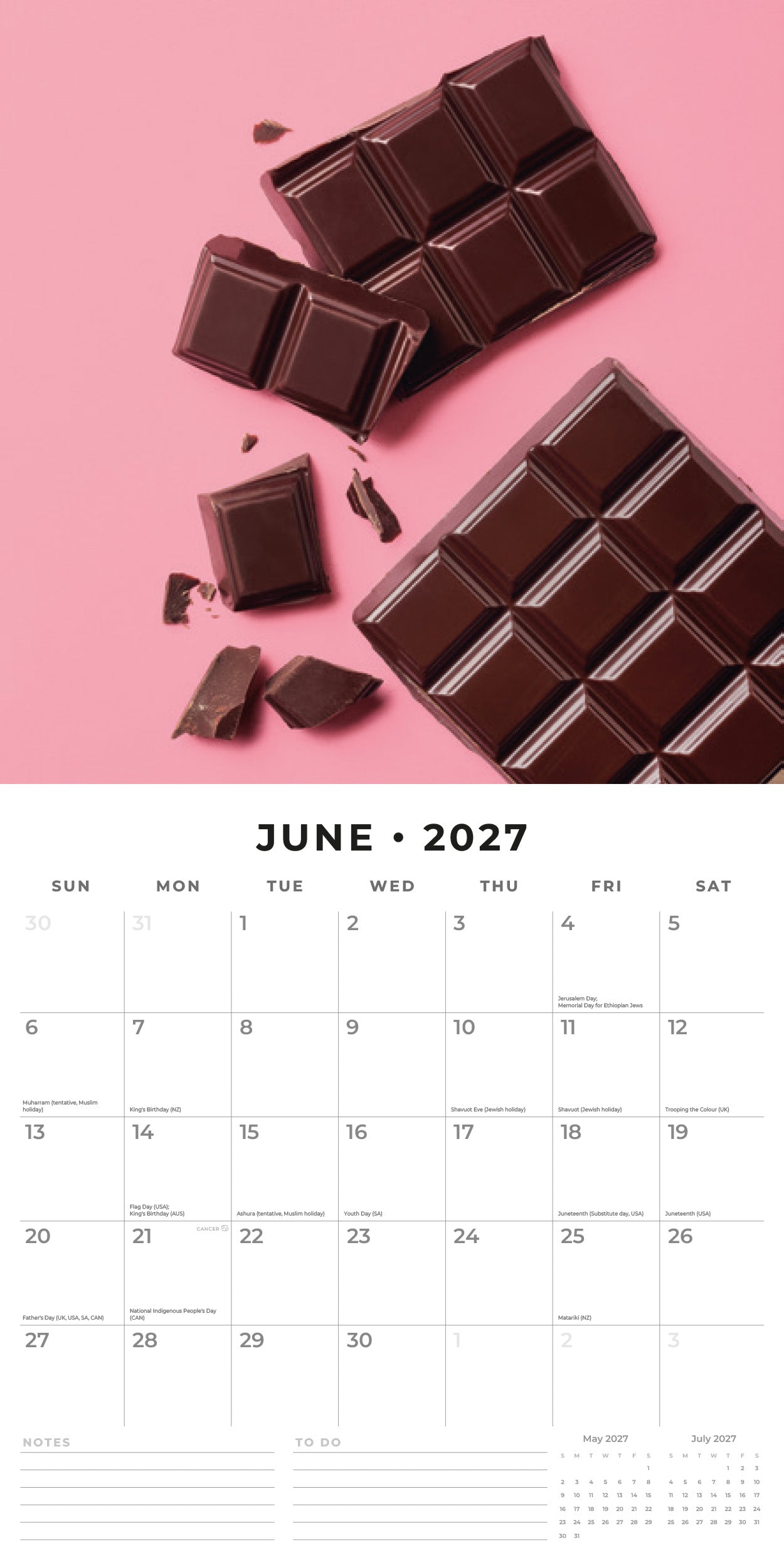 Red Robin 2027 Chocolate Lovers Monthly Wall Calendar | 12" x 12"