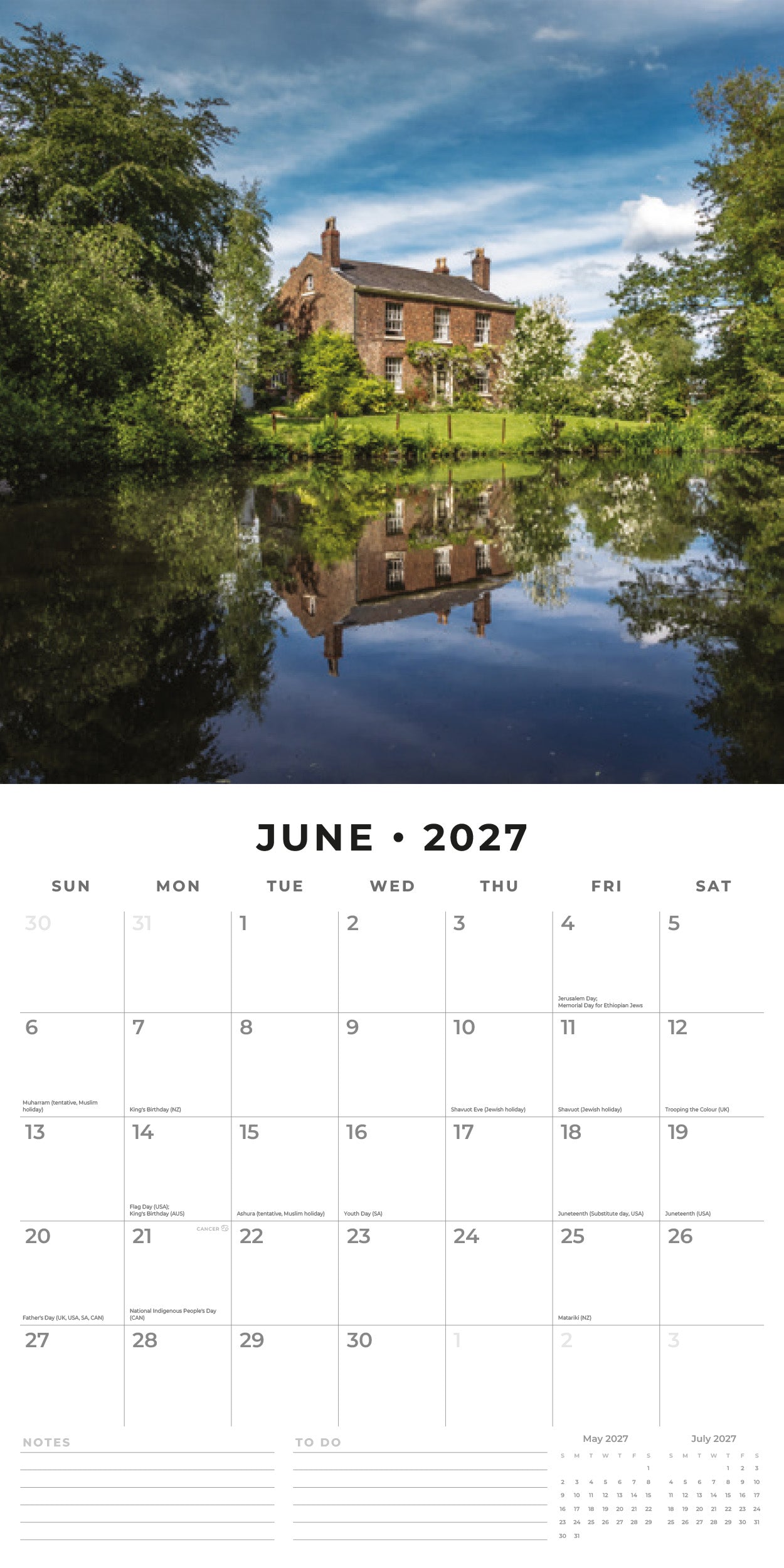 Red Robin 2027 English Cottage Gardens Monthly Wall Calendar | 12" x 12"