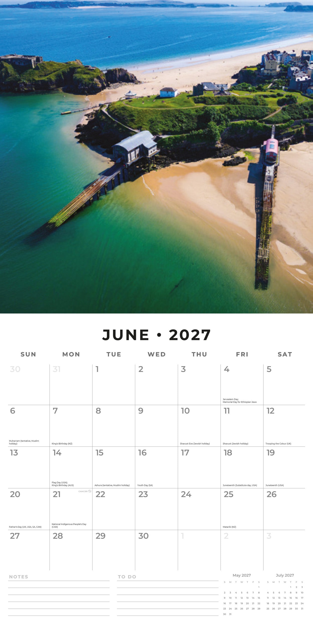 Red Robin 2027 Seaside Towns Monthly Wall Calendar | 12" x 12"
