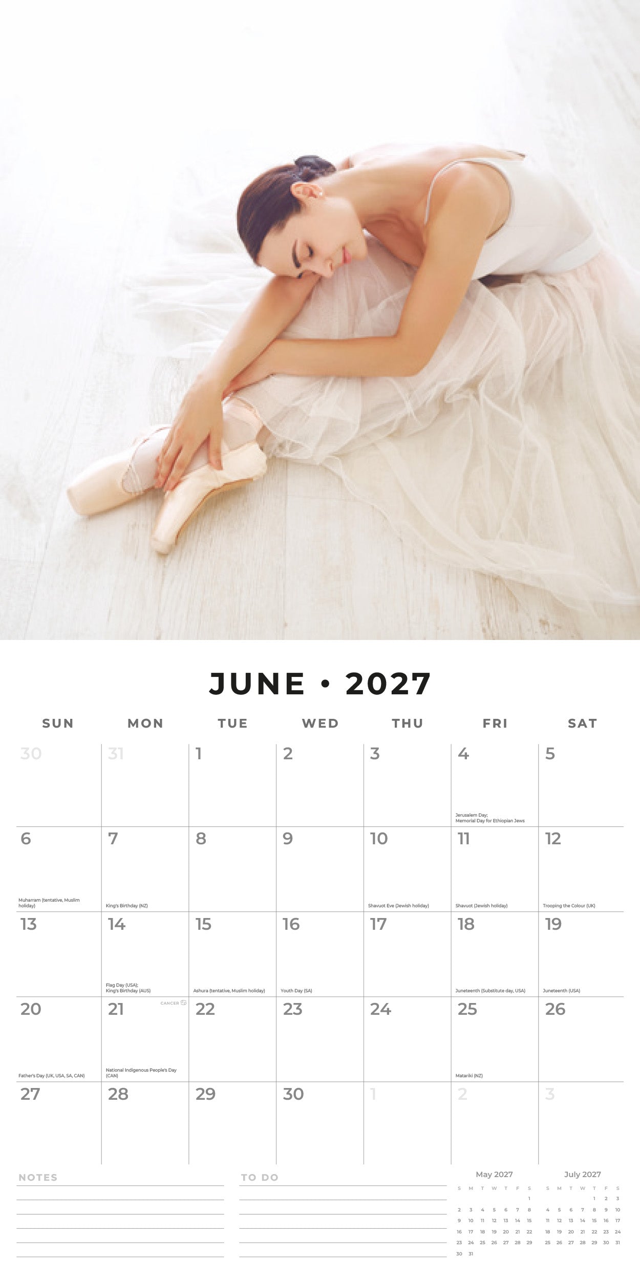 Red Robin 2027 Ballet Monthly Wall Calendar | 12" x 12"