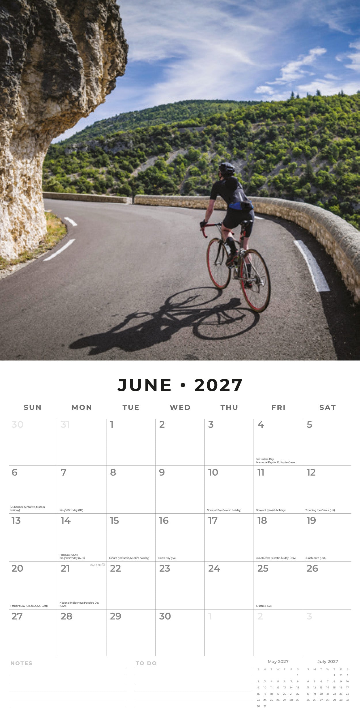 Red Robin 2027 Cycling Monthly Wall Calendar | 12" x 12"