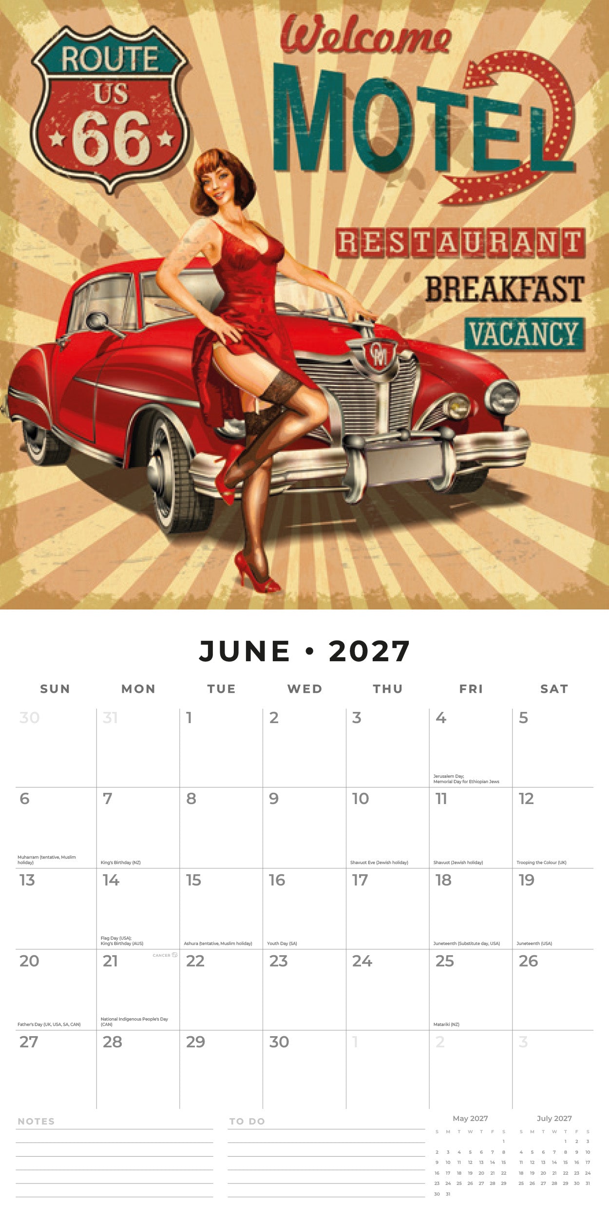 Red Robin 2027 Retro Monthly Wall Calendar | 12" x 12"