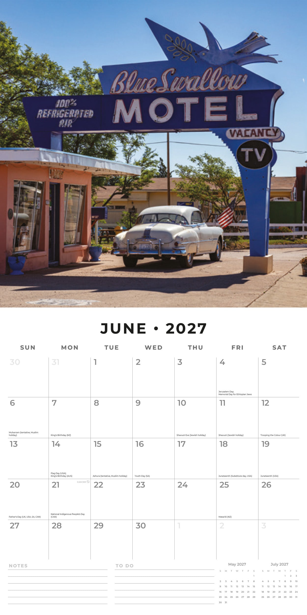 Red Robin 2027 Route 66 Monthly Wall Calendar | 12" x 12"