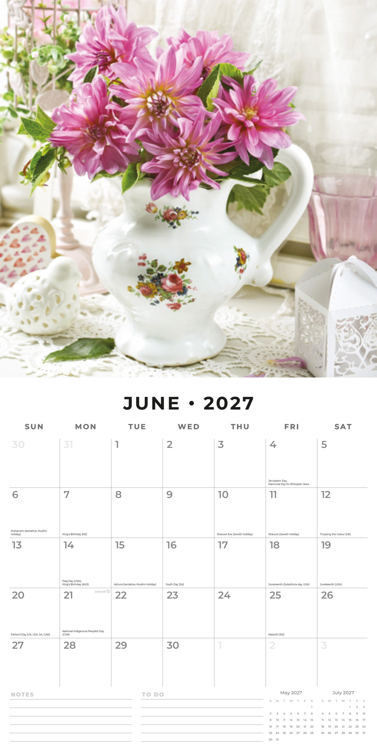 Red Robin 2027 Shabby Chic Monthly Wall Calendar | 12" x 12"