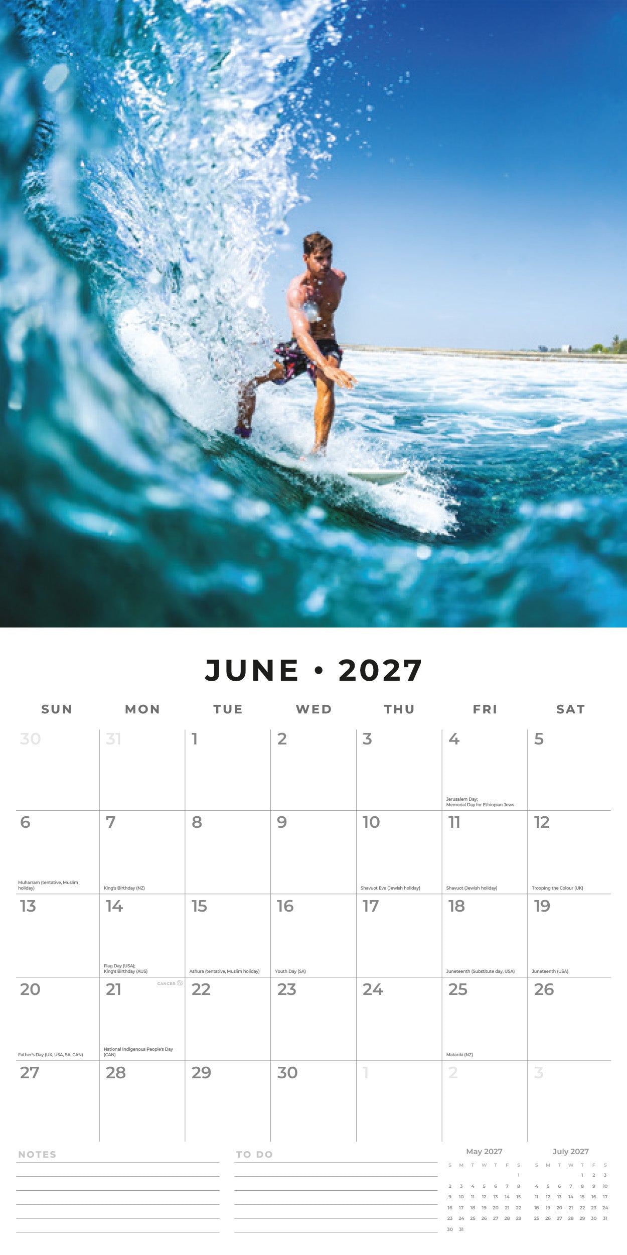 Red Robin 2027 Surfing Monthly Wall Calendar | 12" x 12"