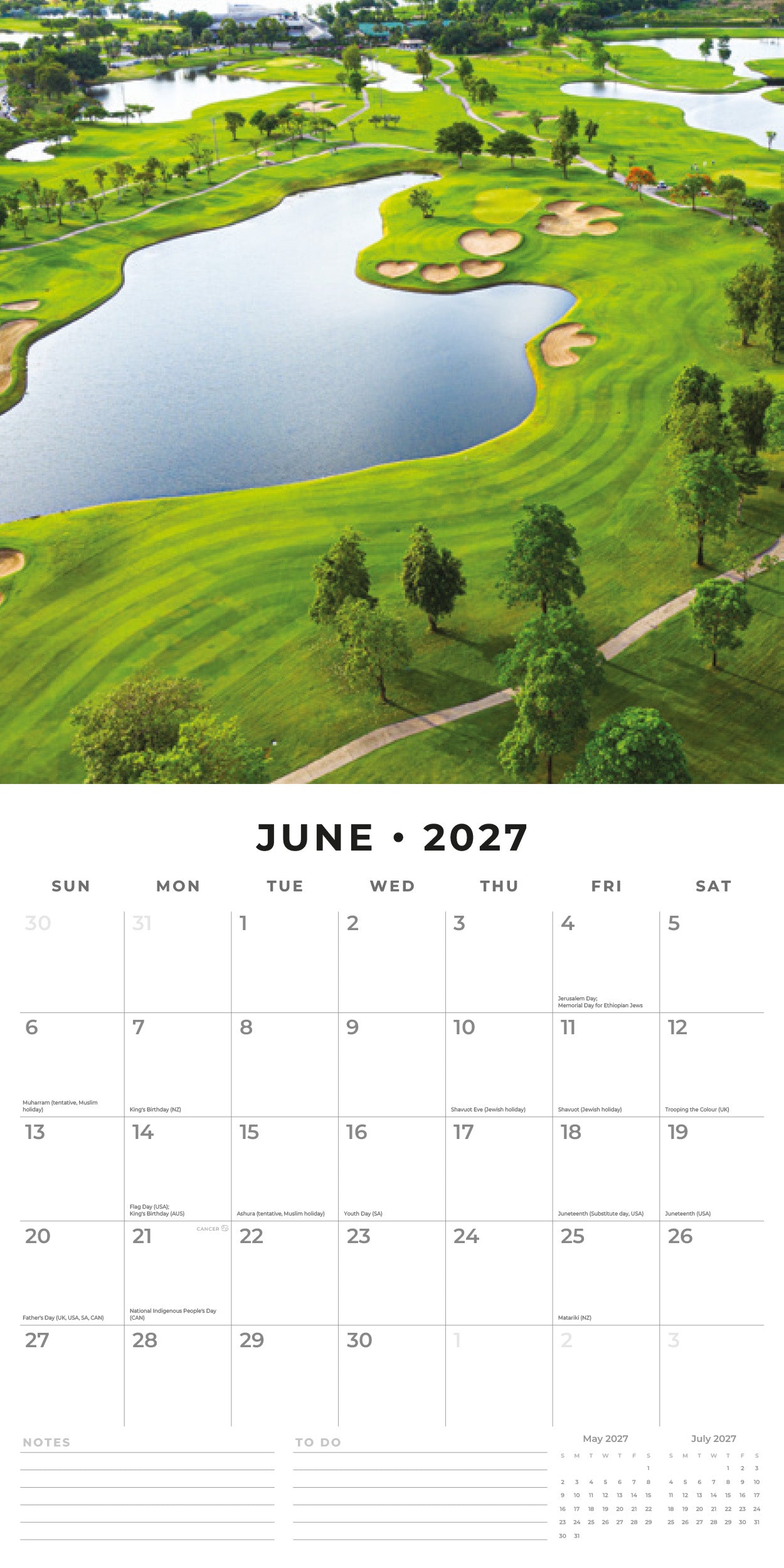 Red Robin 2027 World of Golf Monthly Wall Calendar | 12" x 12"