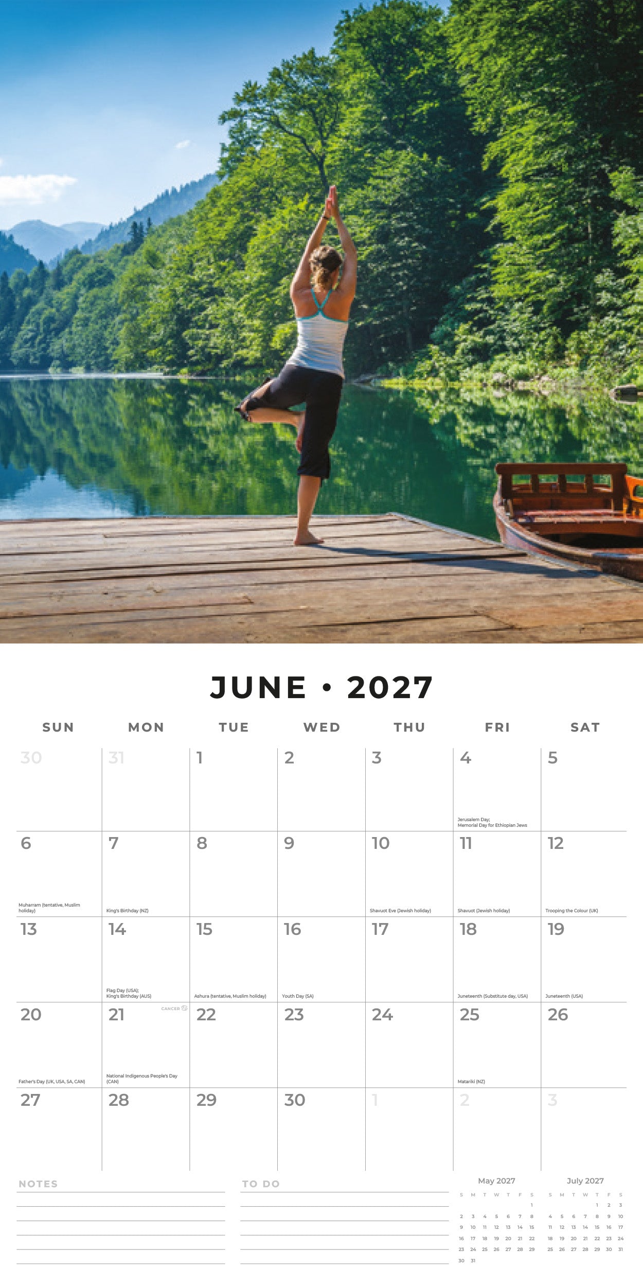 Red Robin 2027 Yoga Monthly Wall Calendar | 12" x 12"