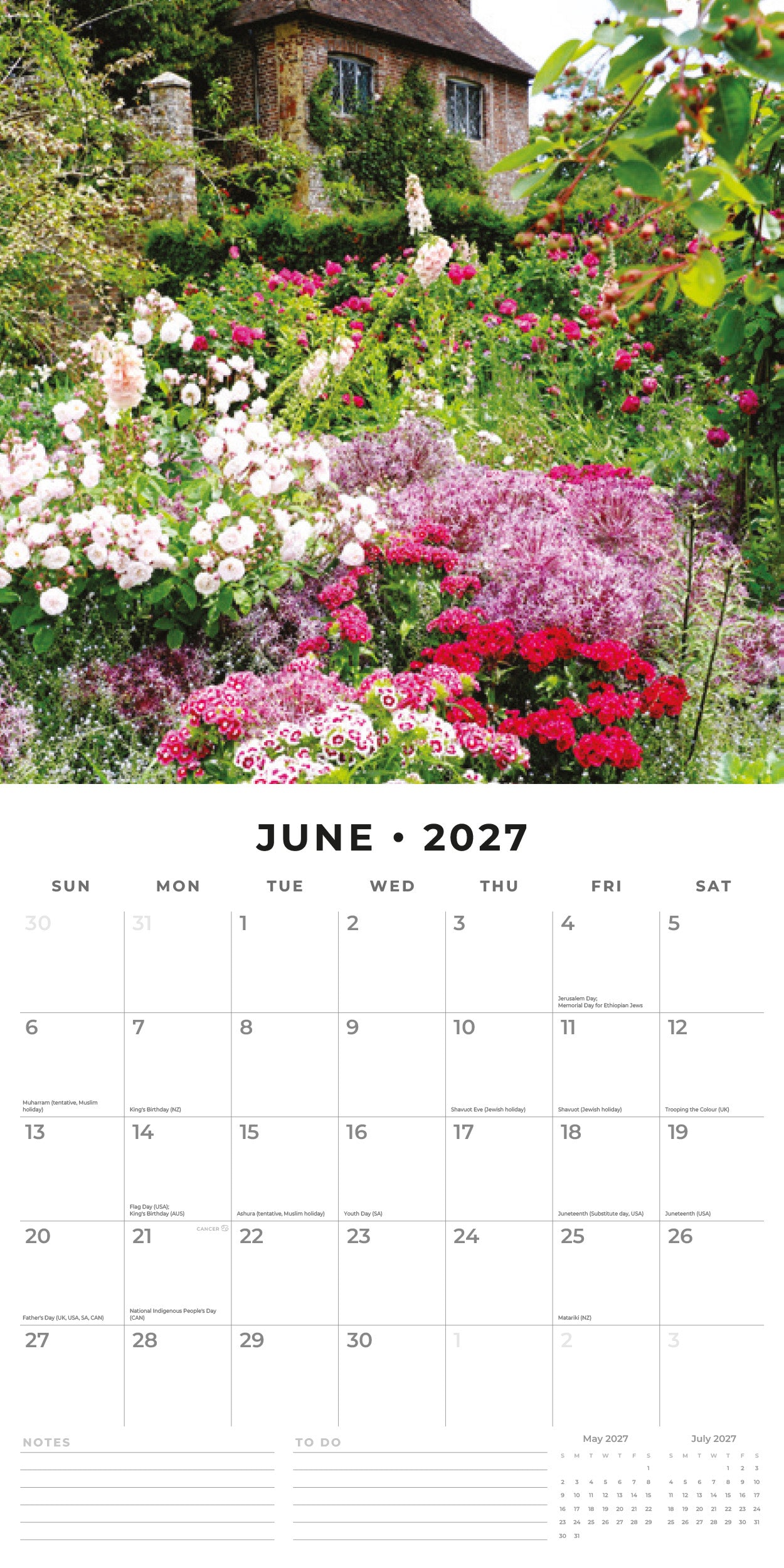 Red Robin 2027 Beautiful Gardens Monthly Wall Calendar | 12" x 12"