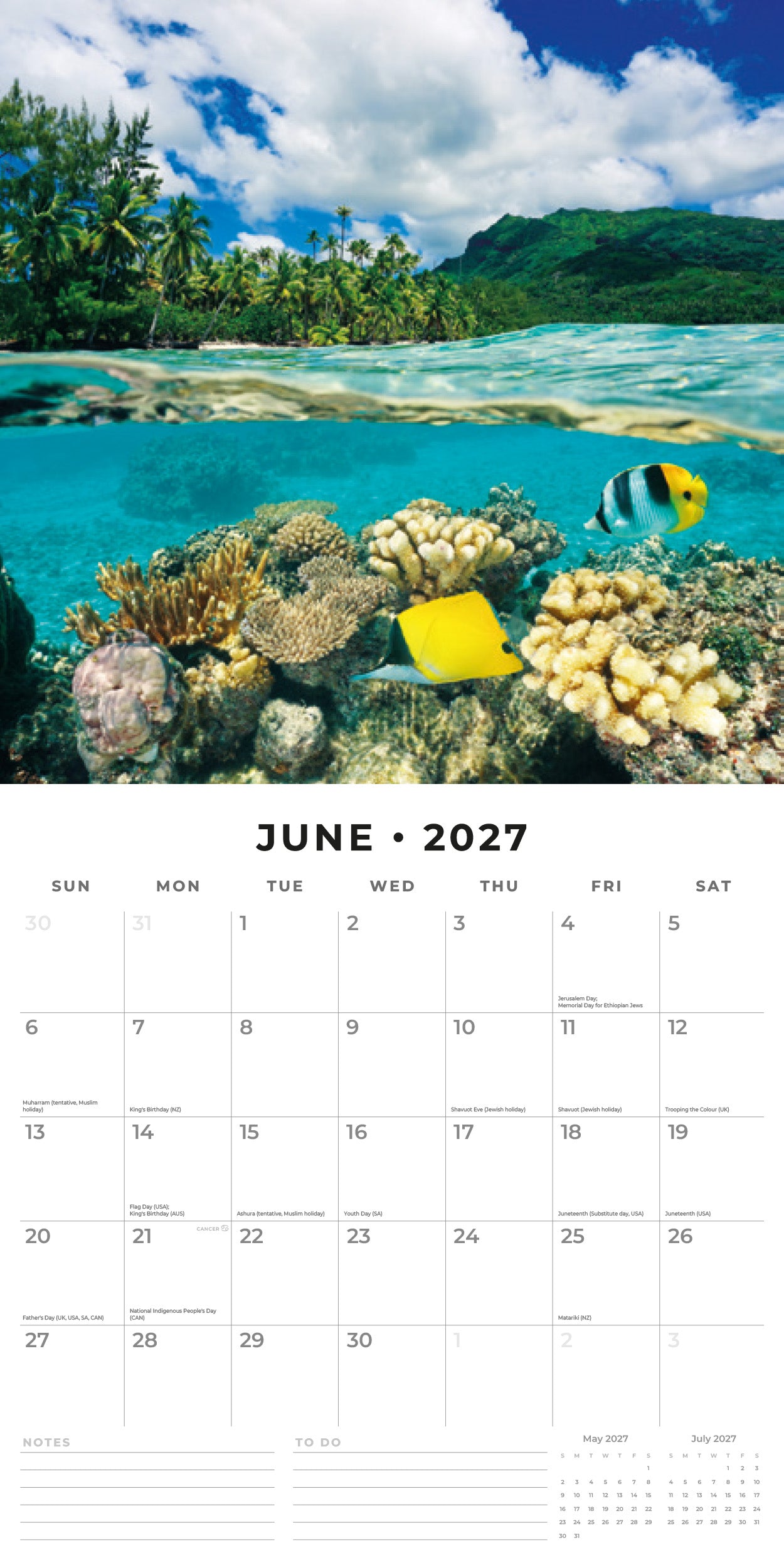 Red Robin 2027 Ocean Life Monthly Wall Calendar | 12" x 12"