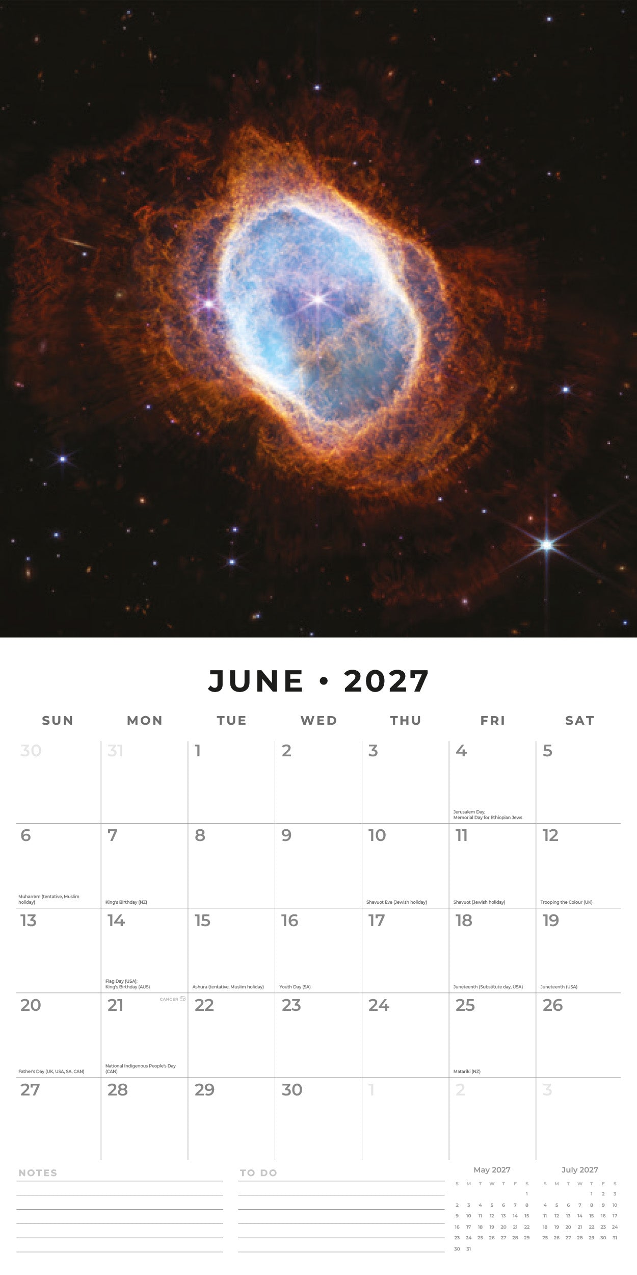 Red Robin 2027 Space Monthly Wall Calendar | 12" x 12"