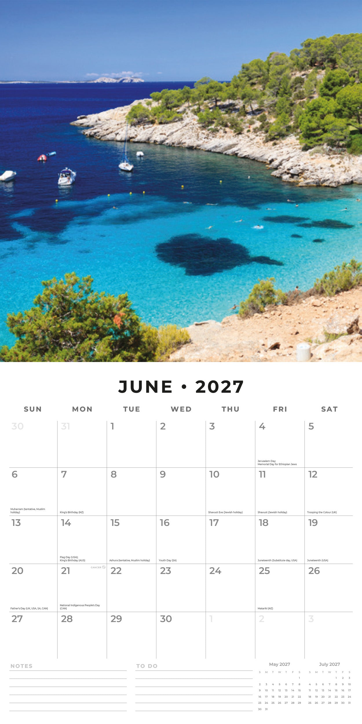 Red Robin 2027 Tropical Islands Monthly Wall Calendar | 12" x 12"