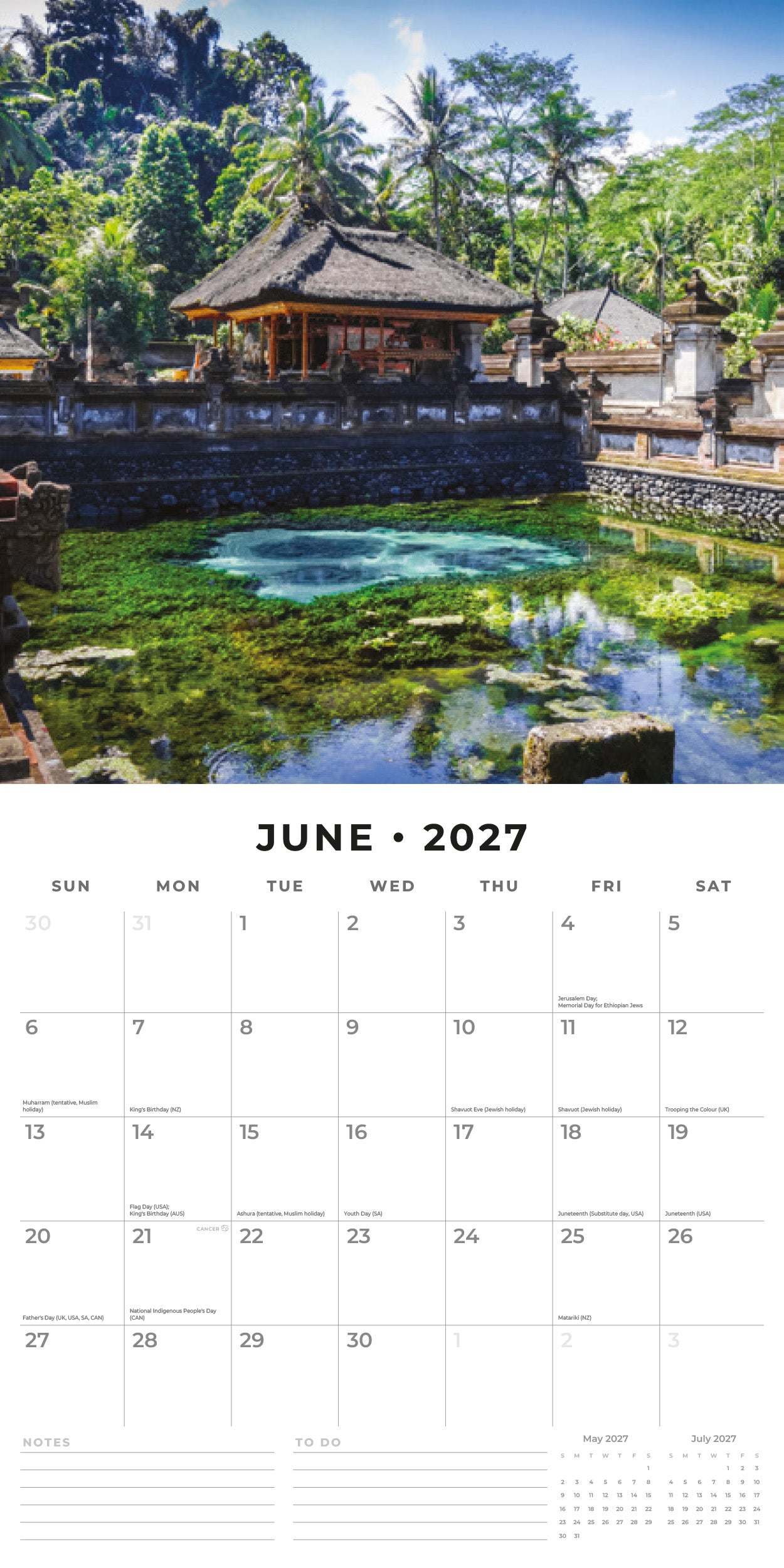 Red Robin 2027 Bali Monthly Wall Calendar | 12" x 12"