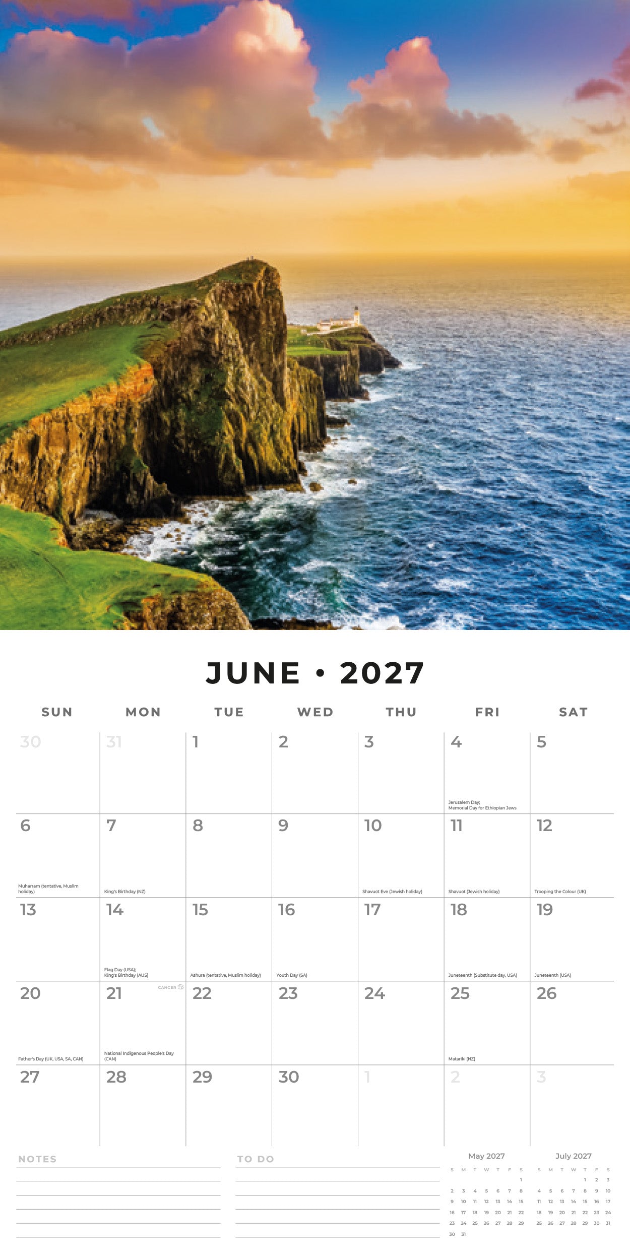 Red Robin 2027 Beautiful Britain Monthly Wall Calendar | 12" x 12"