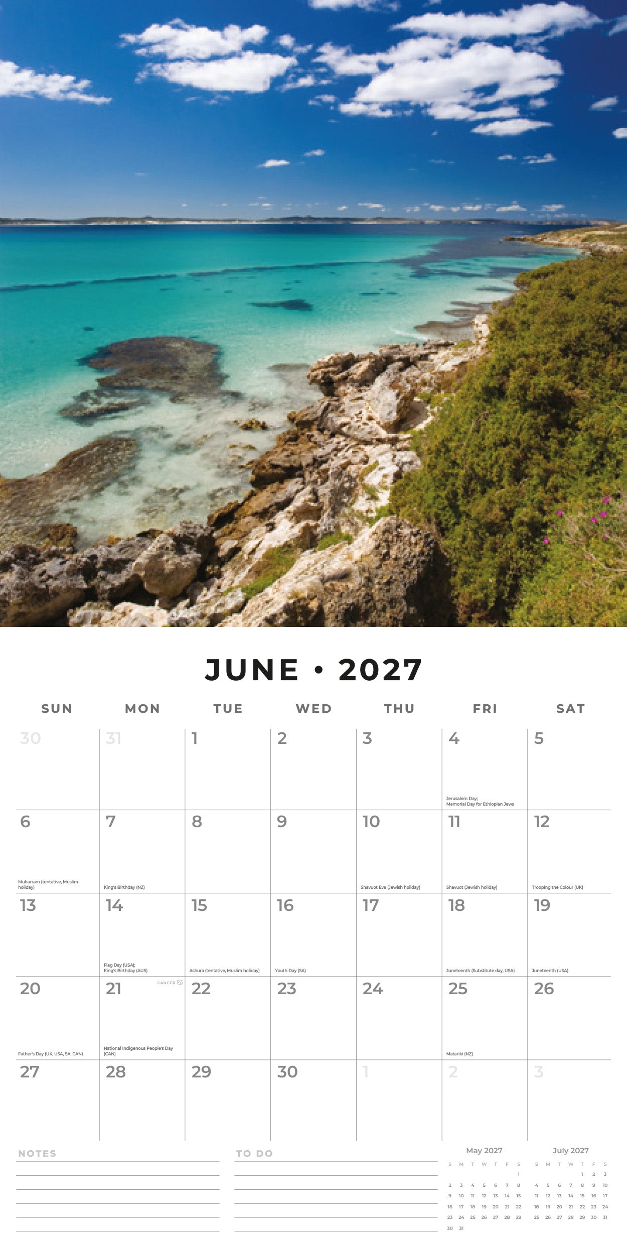 Red Robin 2027 Coastlines of Australia Monthly Wall Calendar | 12" x 12"