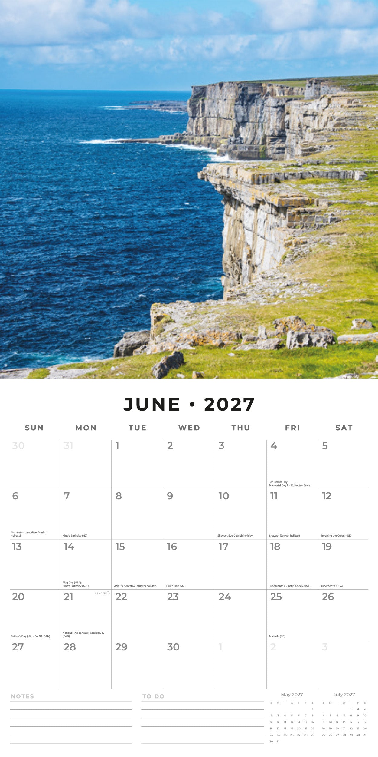 Red Robin 2027 Coastlines of Ireland Monthly Wall Calendar | 12" x 12"
