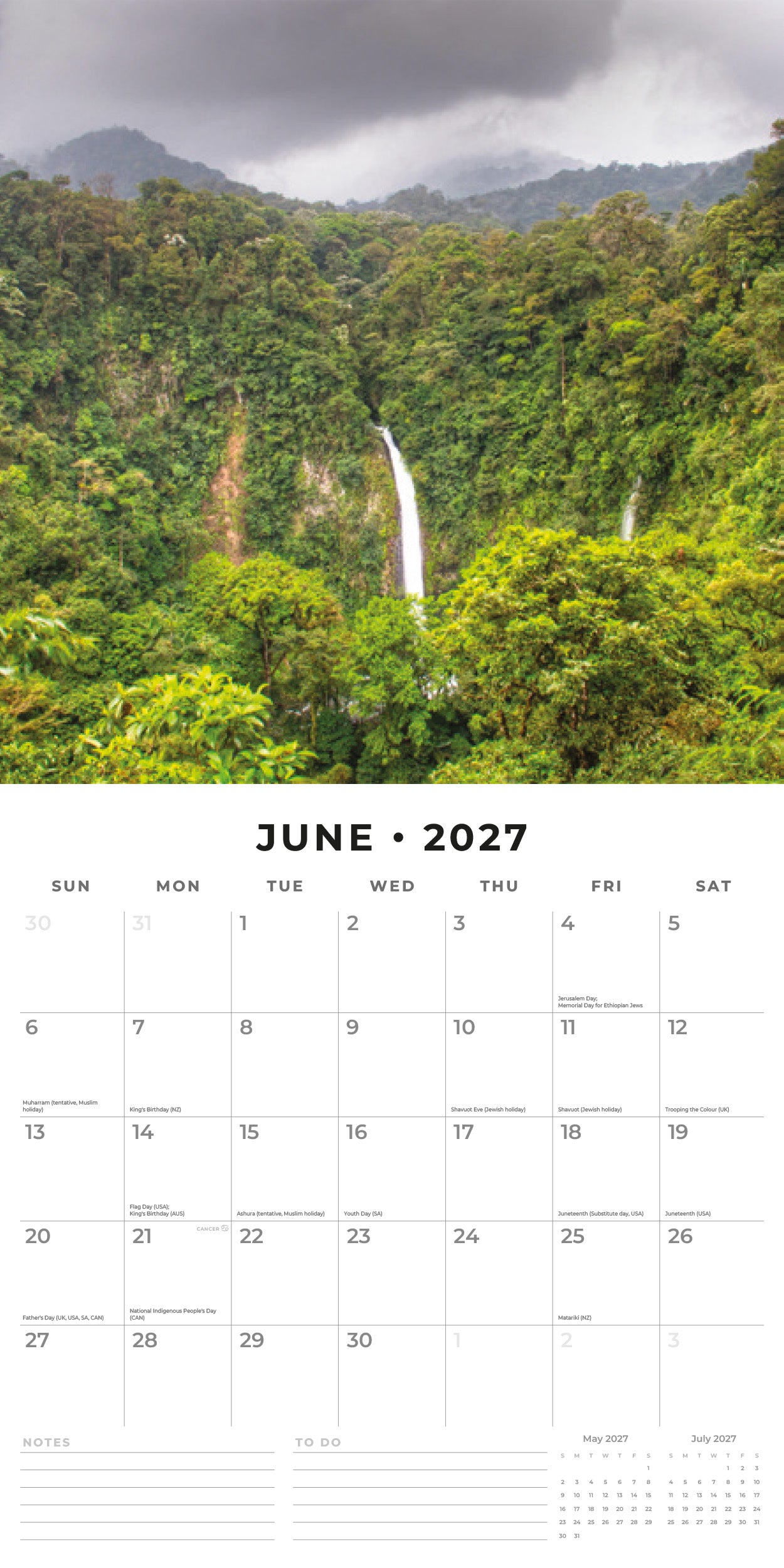 Red Robin 2027 Costa Rica Monthly Wall Calendar | 12" x 12"