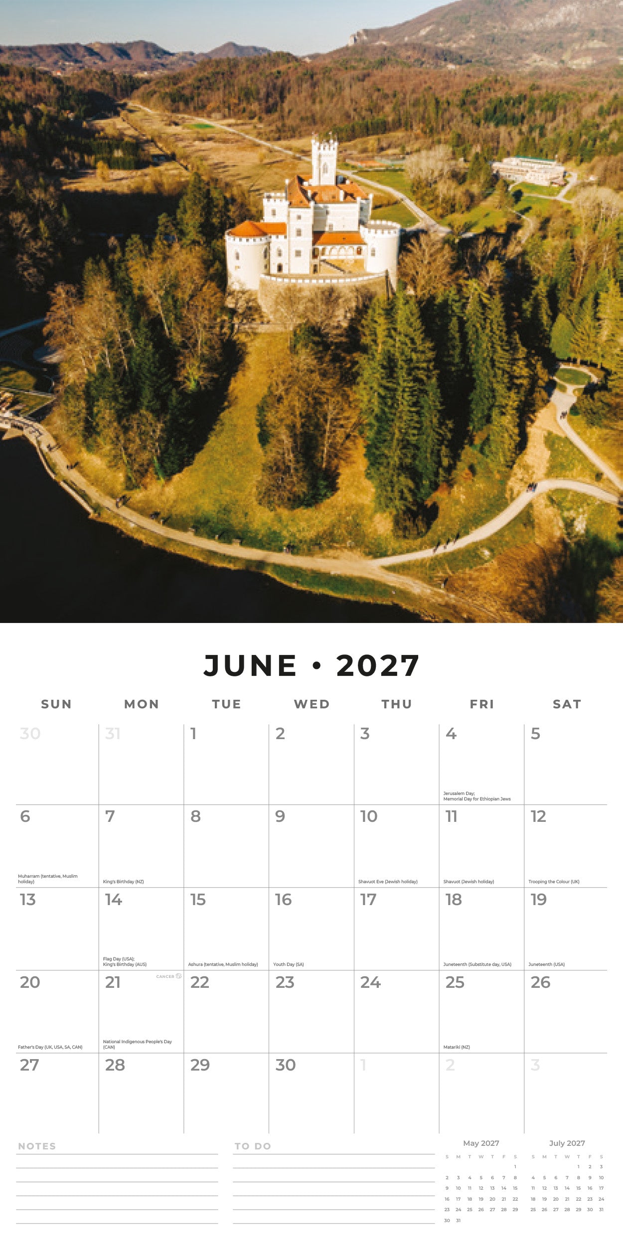 Red Robin 2027 Croatia Monthly Wall Calendar | 12" x 12"