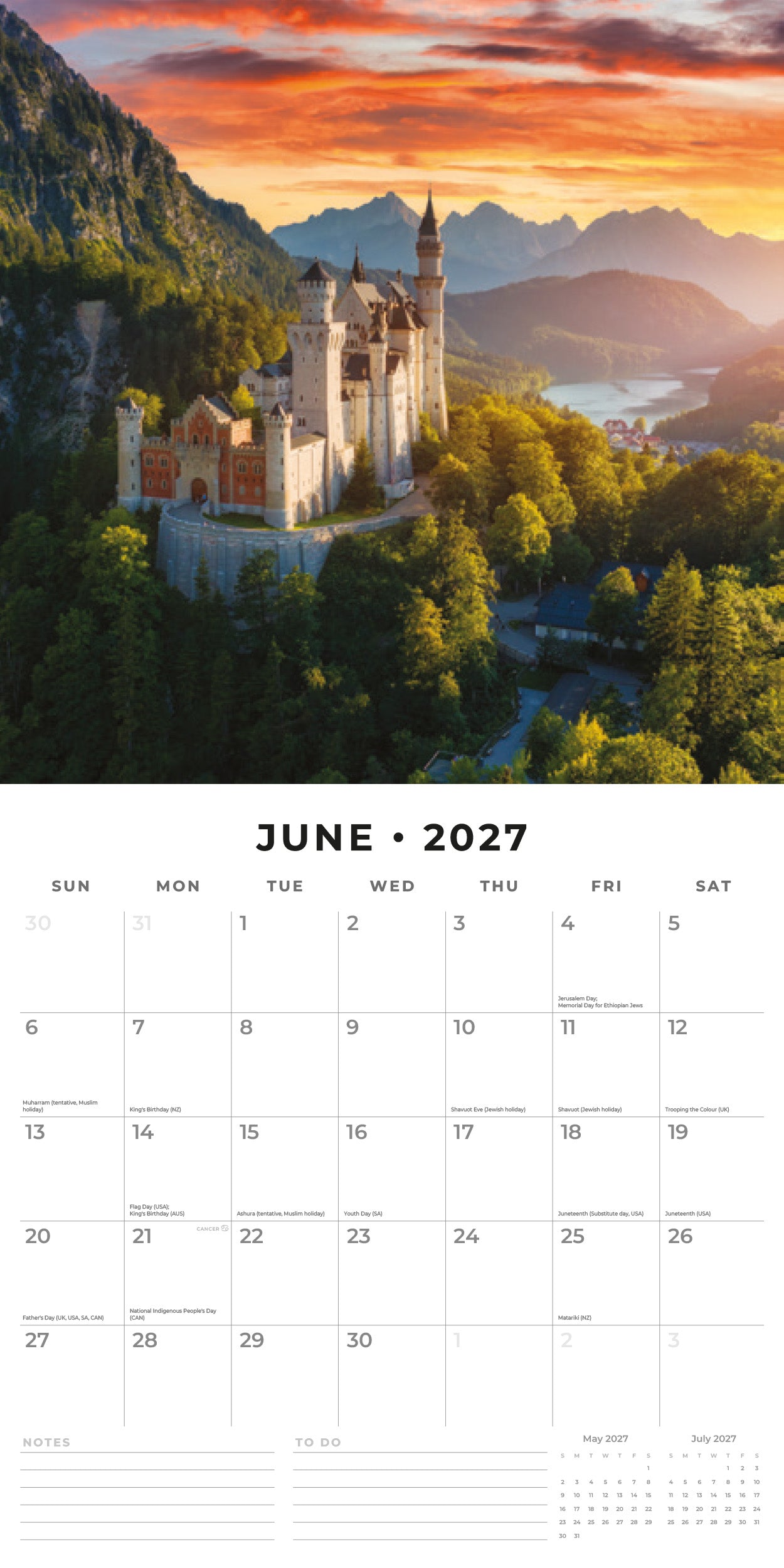 Red Robin 2027 Germany  Monthly Wall Calendar | 12" x 12"